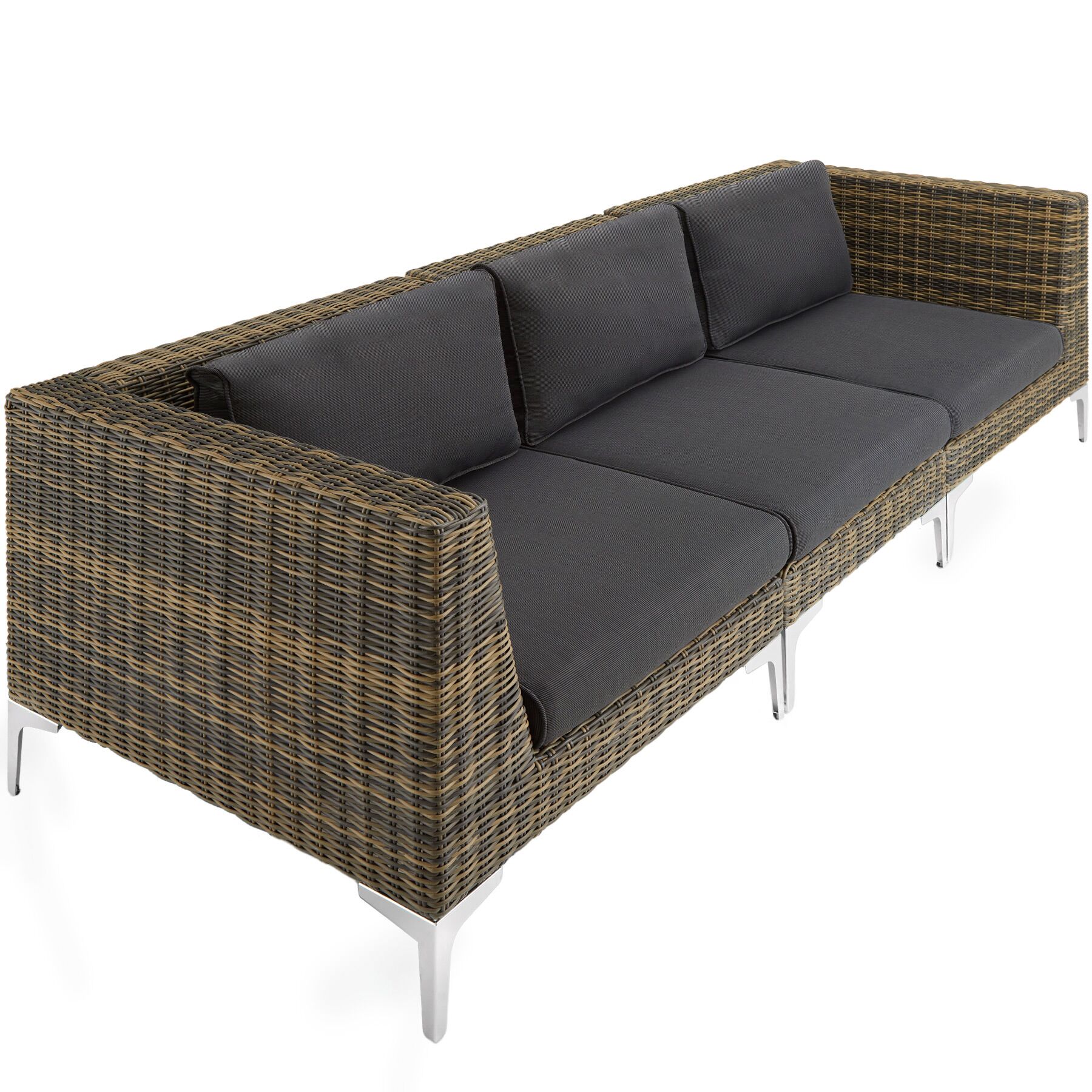 Conjunto de peças modulares para conjunto de rattan Villanova 3 lugares - antracite marmorizado