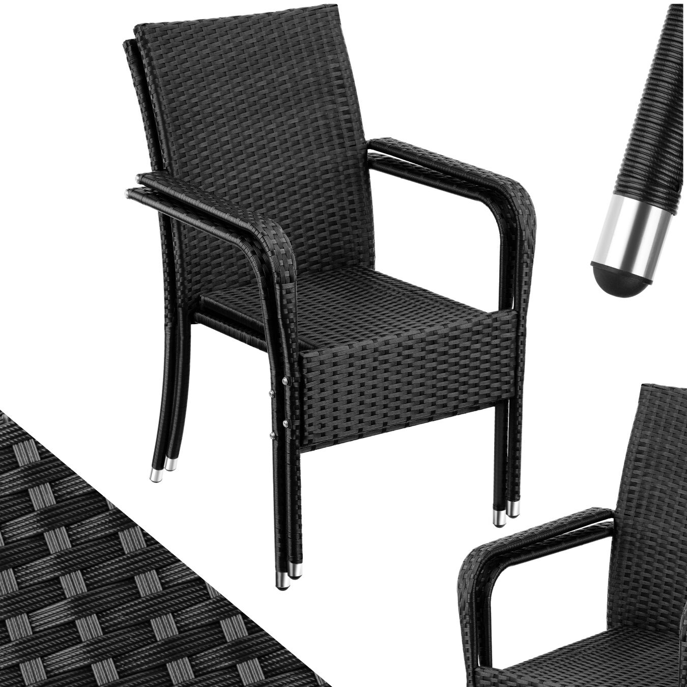 Chaise en résine tressée GIRONA avec une capacité de charge de 120 kg - Lot de 2