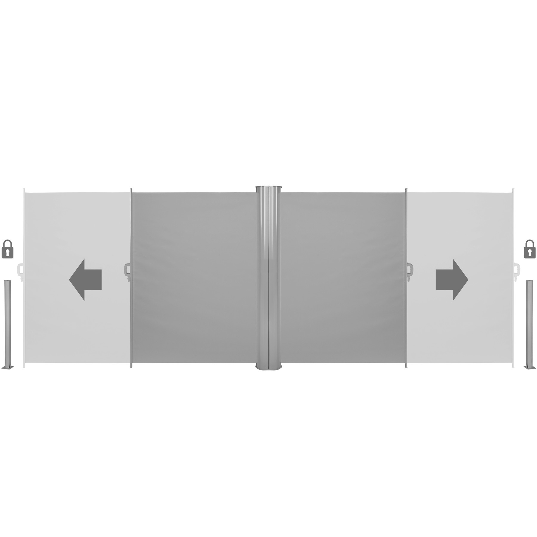 Sidomarkis dubbel i Aluminium - 600.00 x 200.00 x 10.00 cm, grå