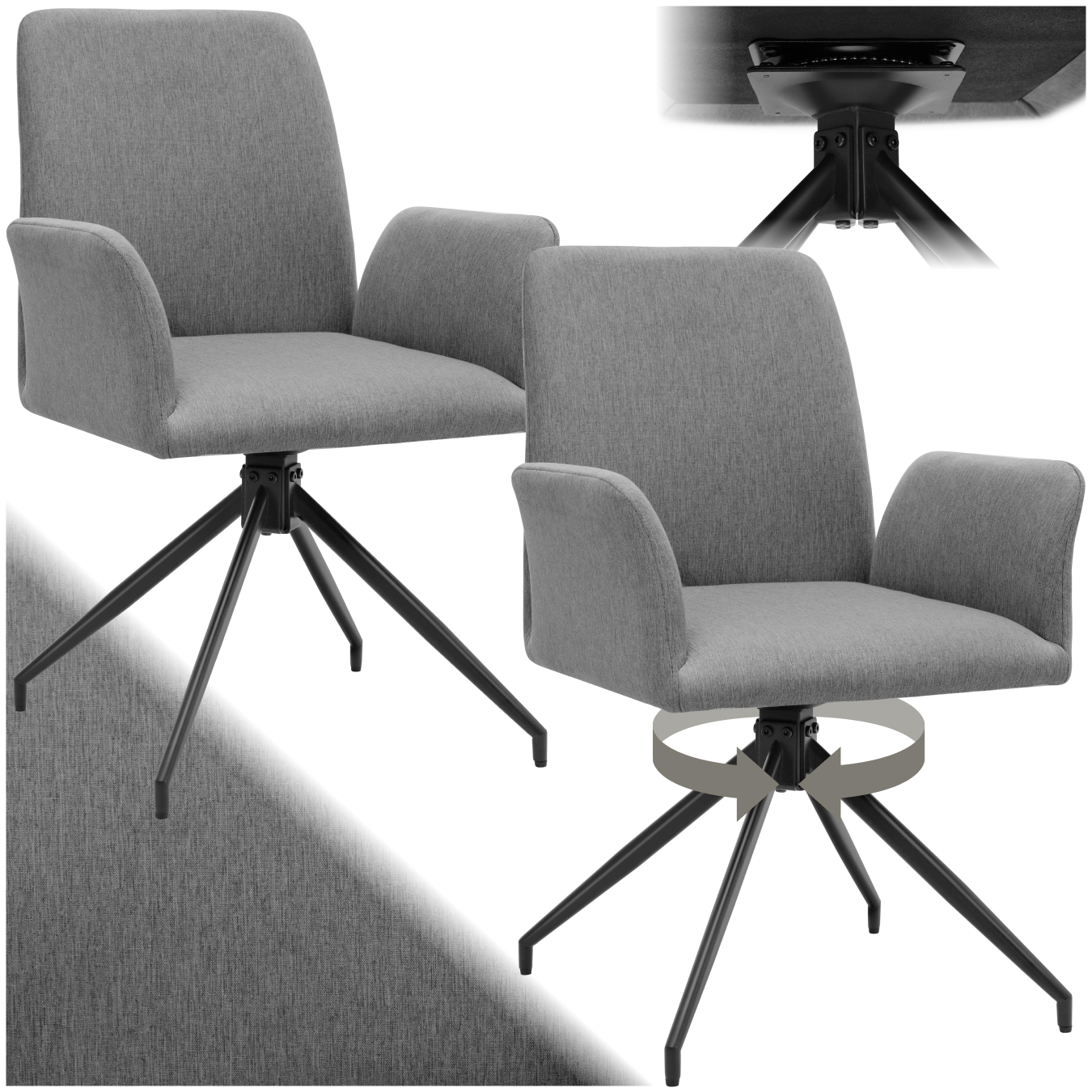 Swivel Chairs Fabric Furniture Home Office Dining Living Room Durable Seater - Picture 13 of 24