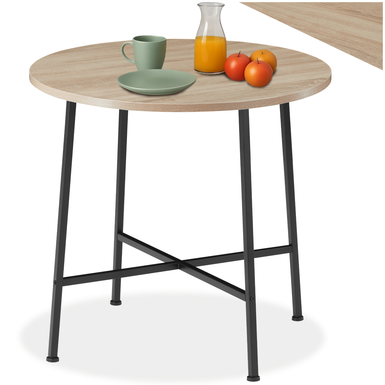 Mesa de comedor Ennis 80x76cm - madera industrial clara, roble Sonoma | tectake