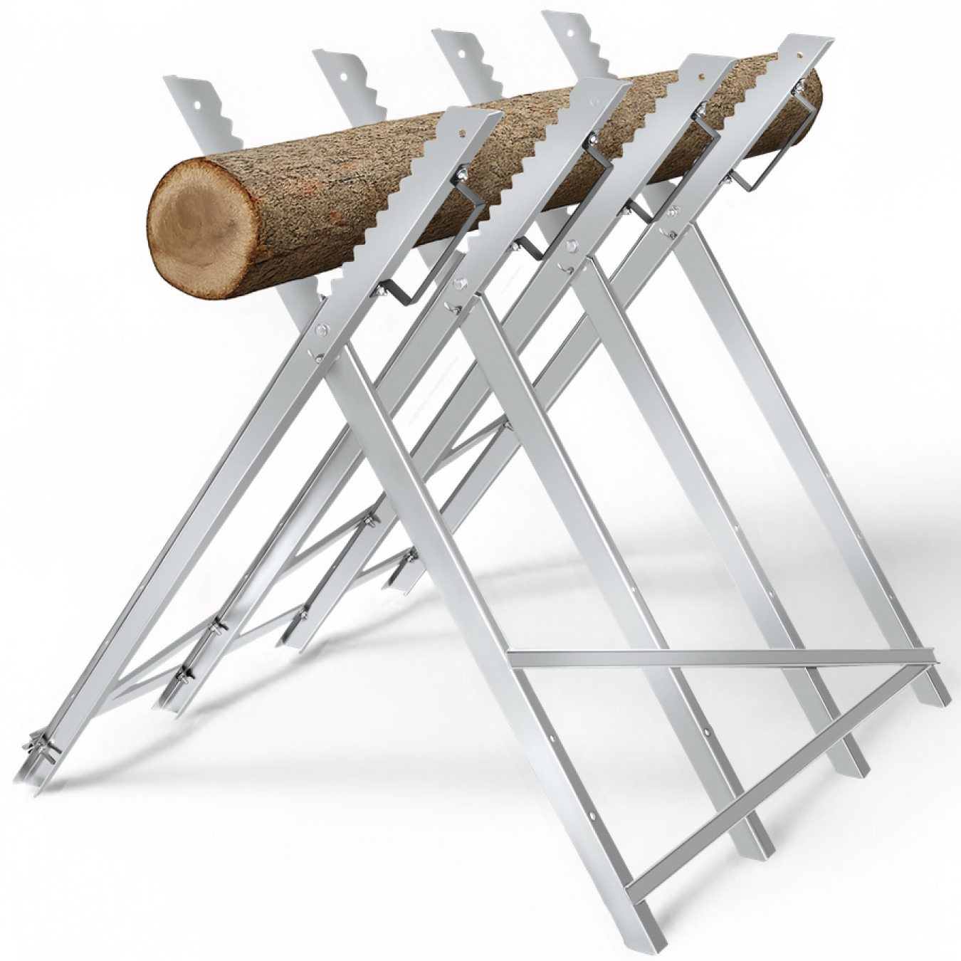 Hout zaagbok, 4 voorraadhouders - grijs | tectake