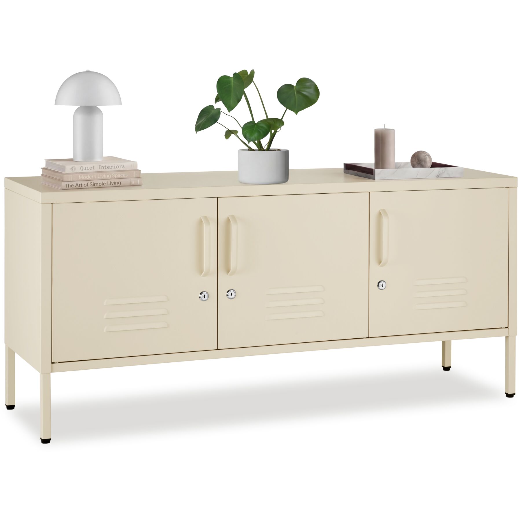 Sideboard Baker, with lockable doors and cable management - cream | tectake