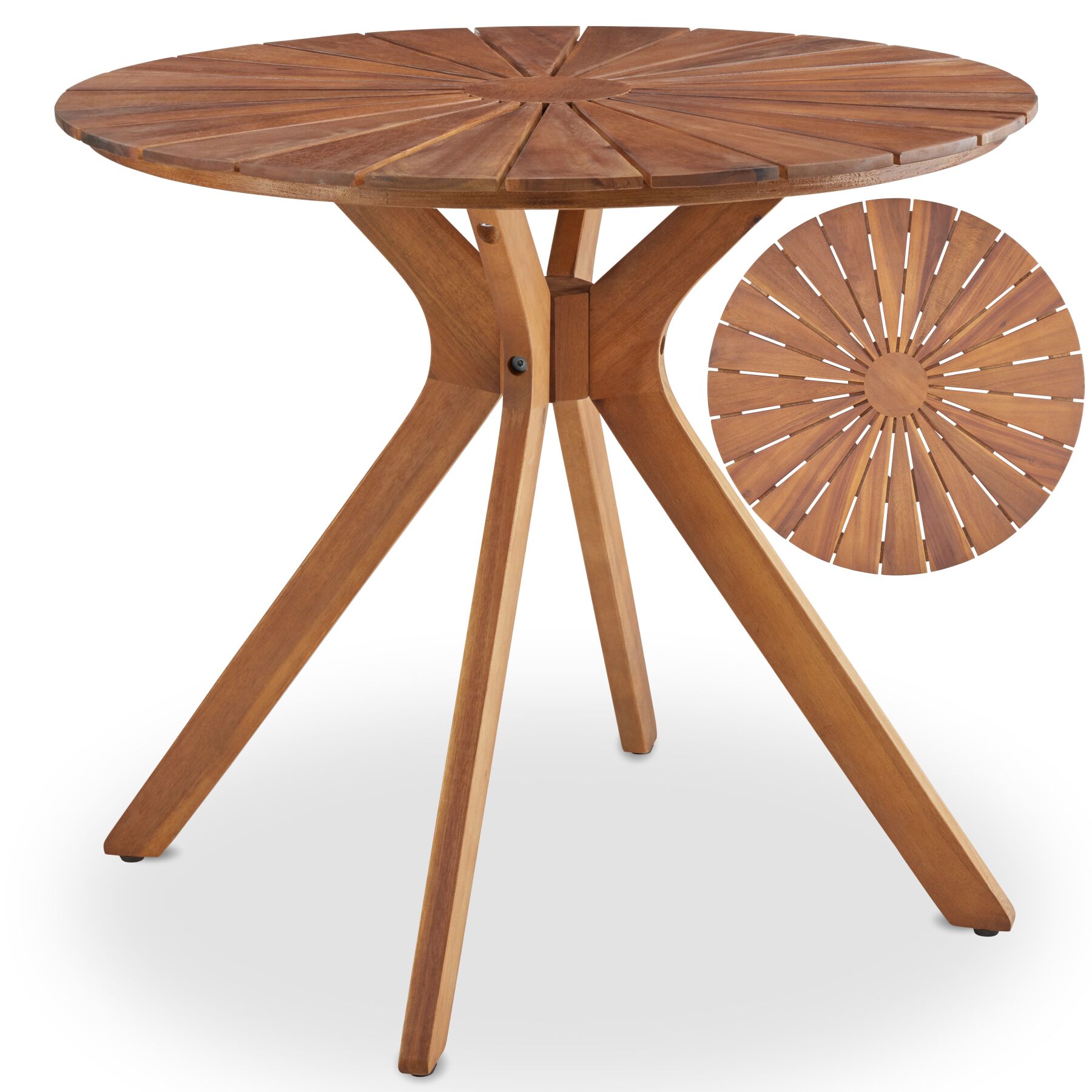 Mesa de jardim Pollensa, redonda, resistente às intempéries, madeira maciça de acácia - castanho | tectake