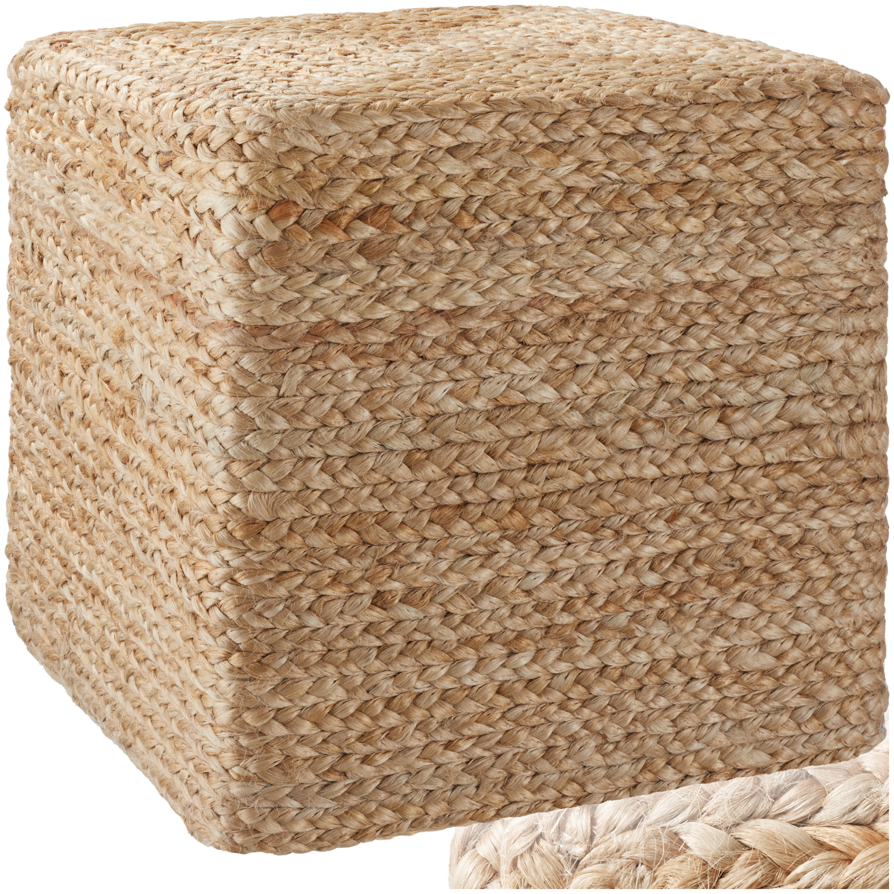 Handgefertigter Pouf Banno Cube aus Jute, eckig, Boho-Stil - beige von tectake