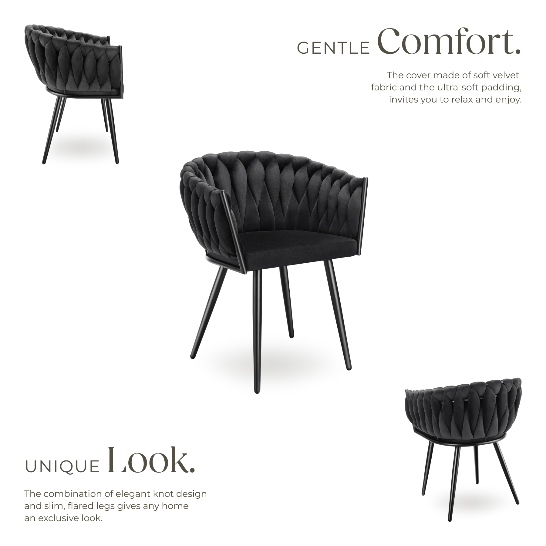 Dining Chairs Set Breakfast Room Chair Kitchen Padded Reading Seats Velvet - Picture 4 of 49