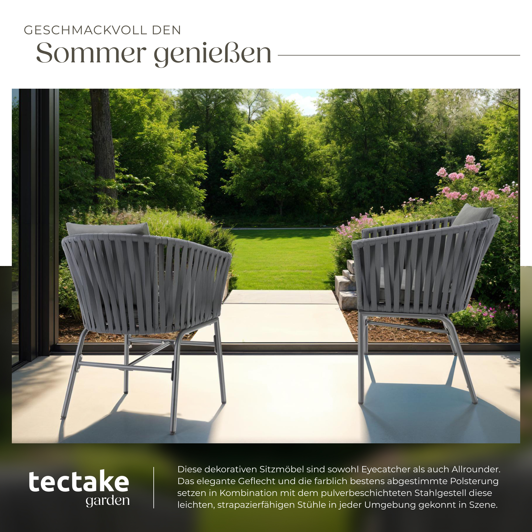 Stuhlset im Rope-Design Dicke Polster Gartenstuhl Balkonstuhl Terrassenstuhl - Bild 17 von 37