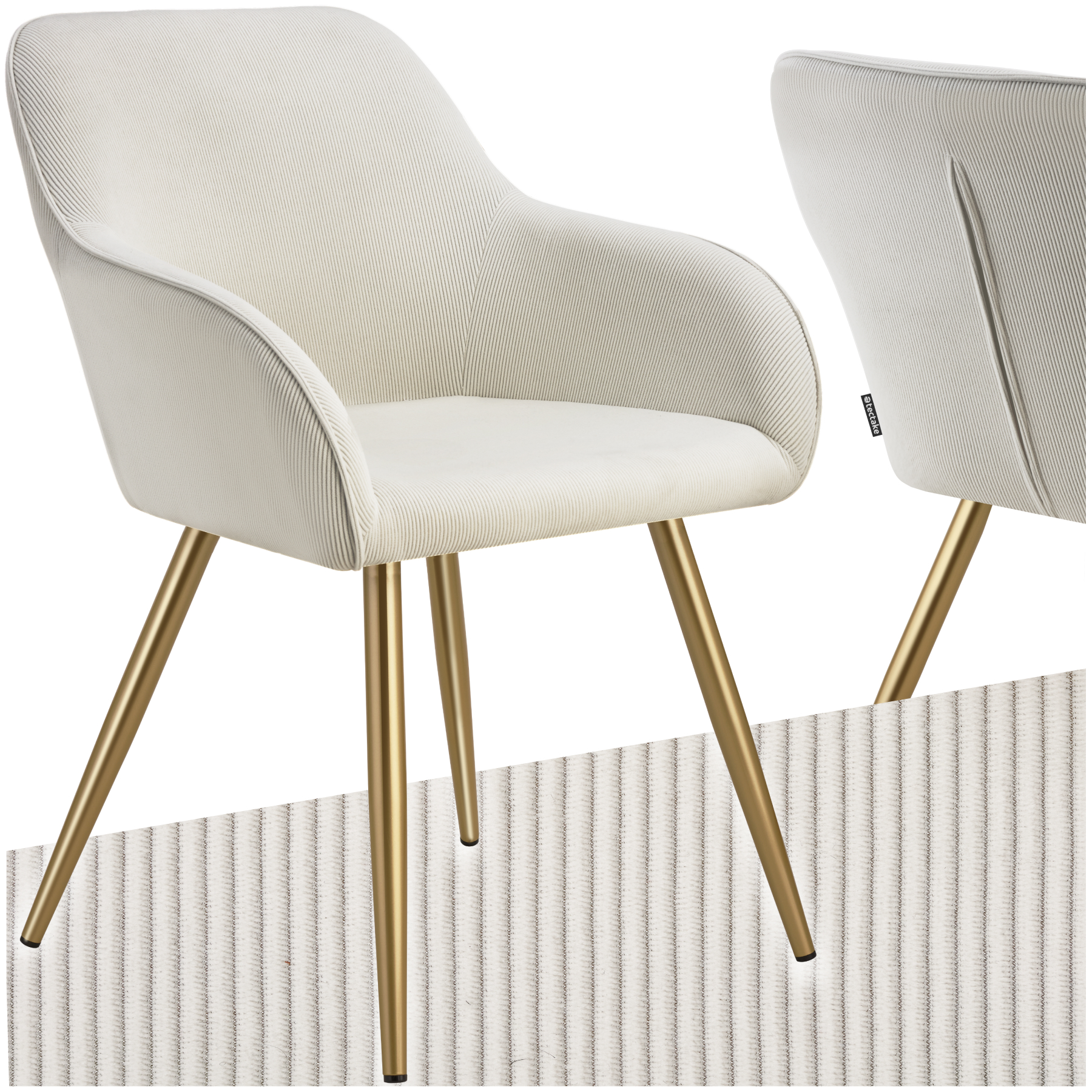Esszimmerstuhl Marilyn, Cordoptik, gepolstert - creme/gold, pro Stück