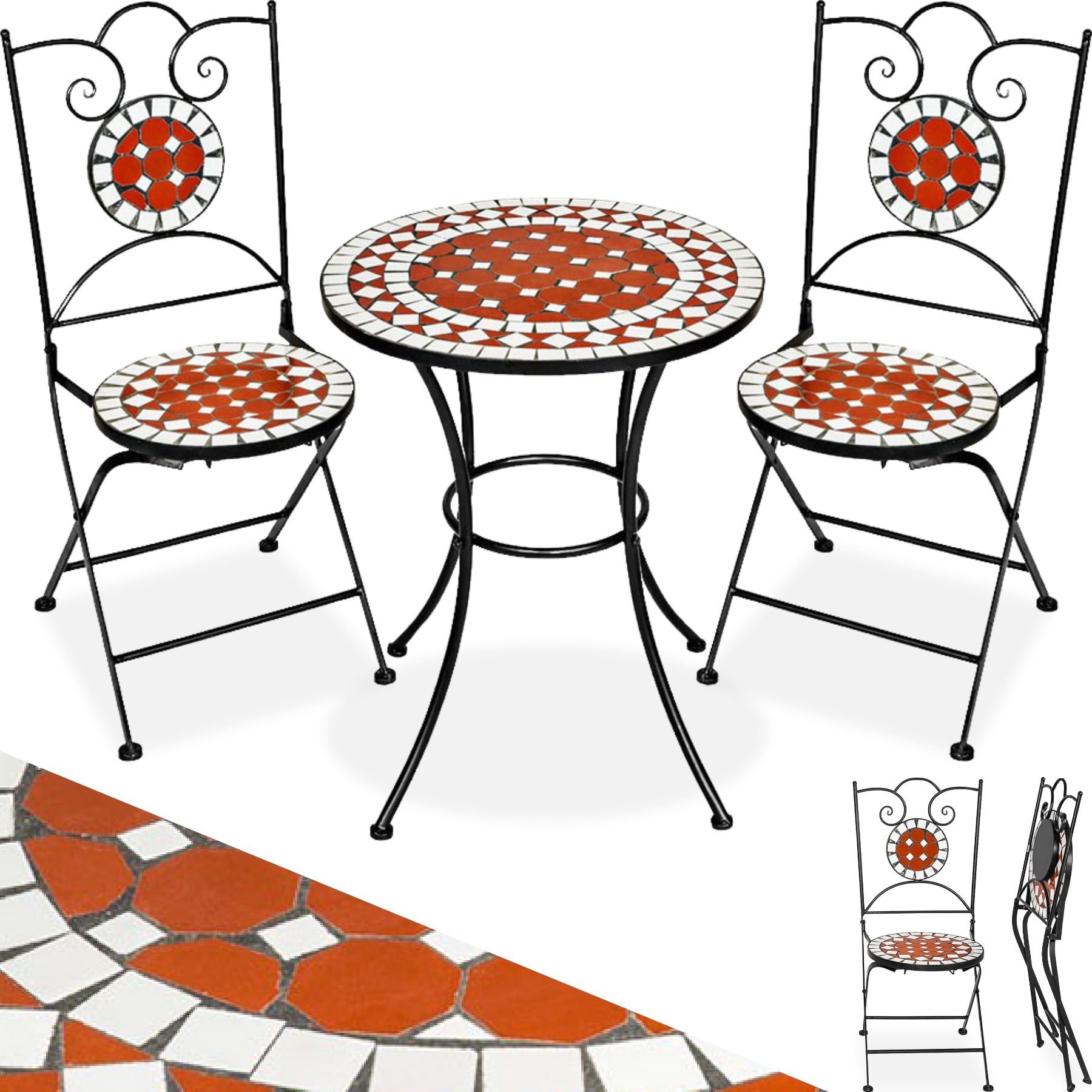 Ensemble table et chaises de jardin - marron de tectake