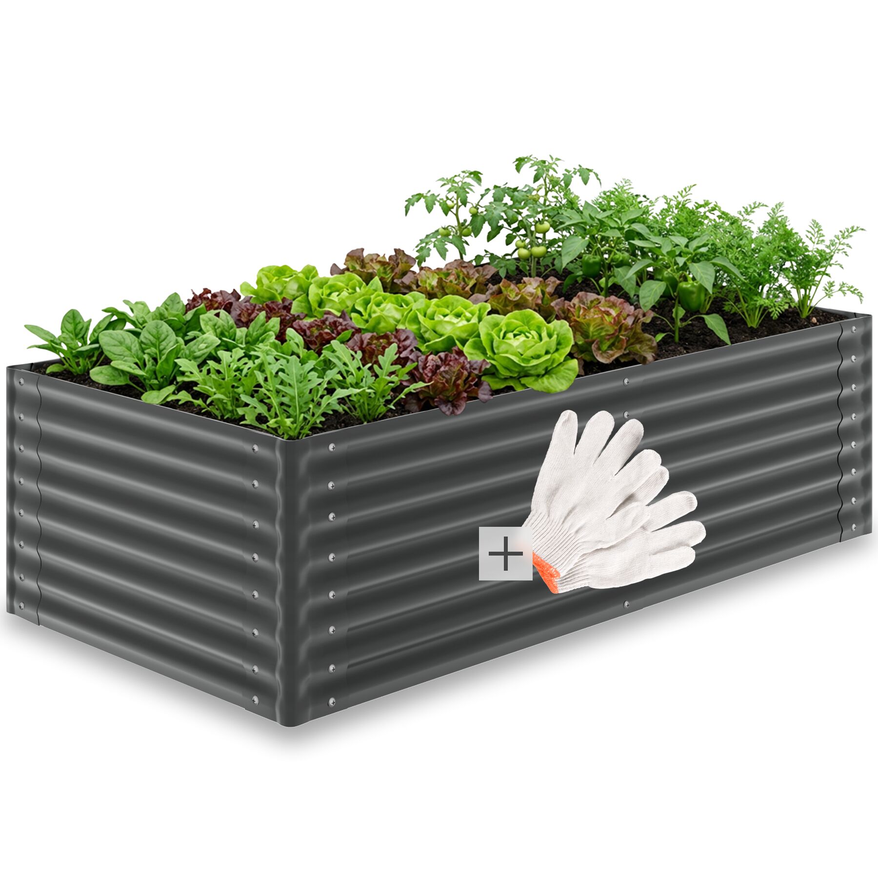Blomma raised bed, galvanized, various sizes - anthracite | tectake