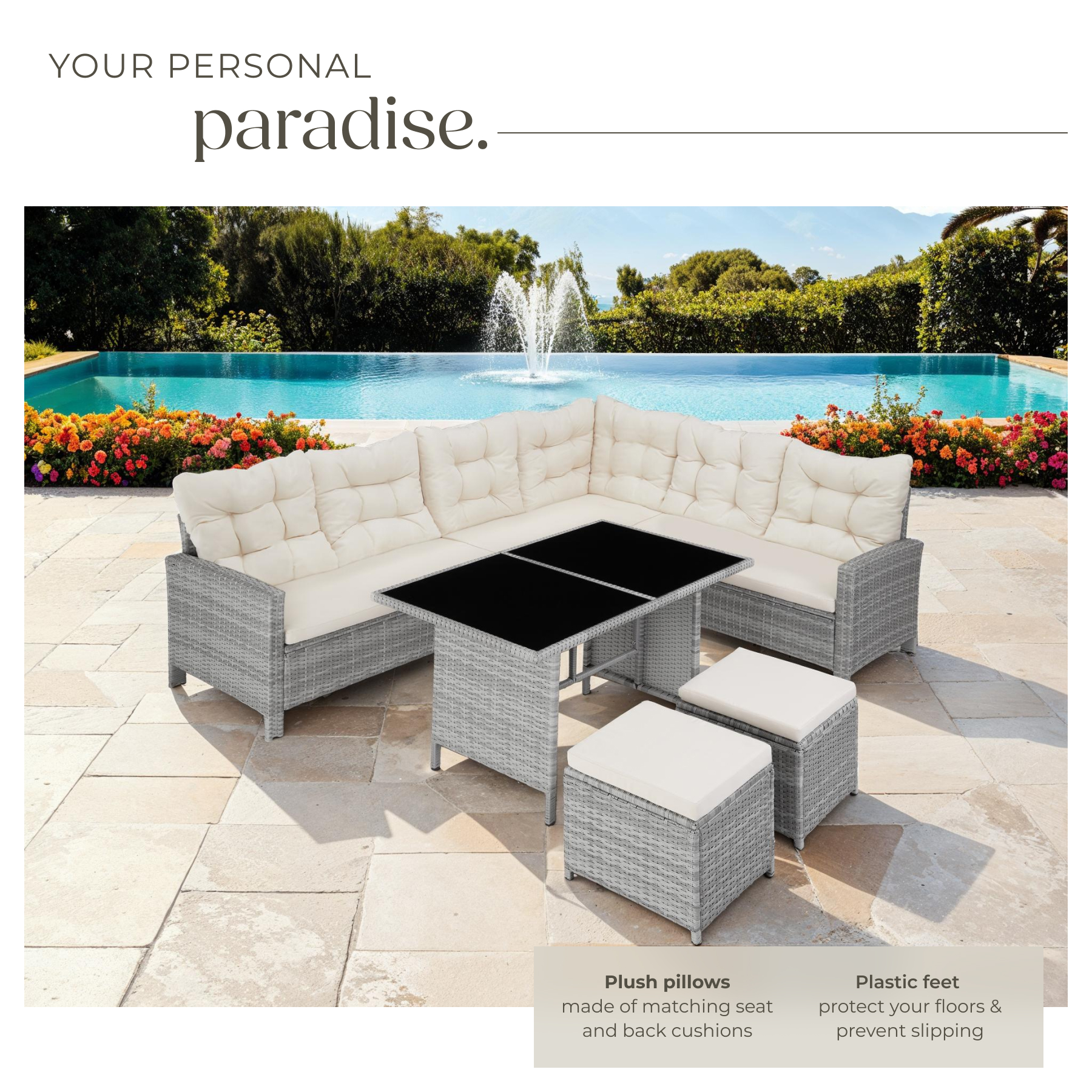 Corner Sofa Garden Furniture Table and Chairs Rattan Set Outdoor Metal Bistro - Picture 53 of 61