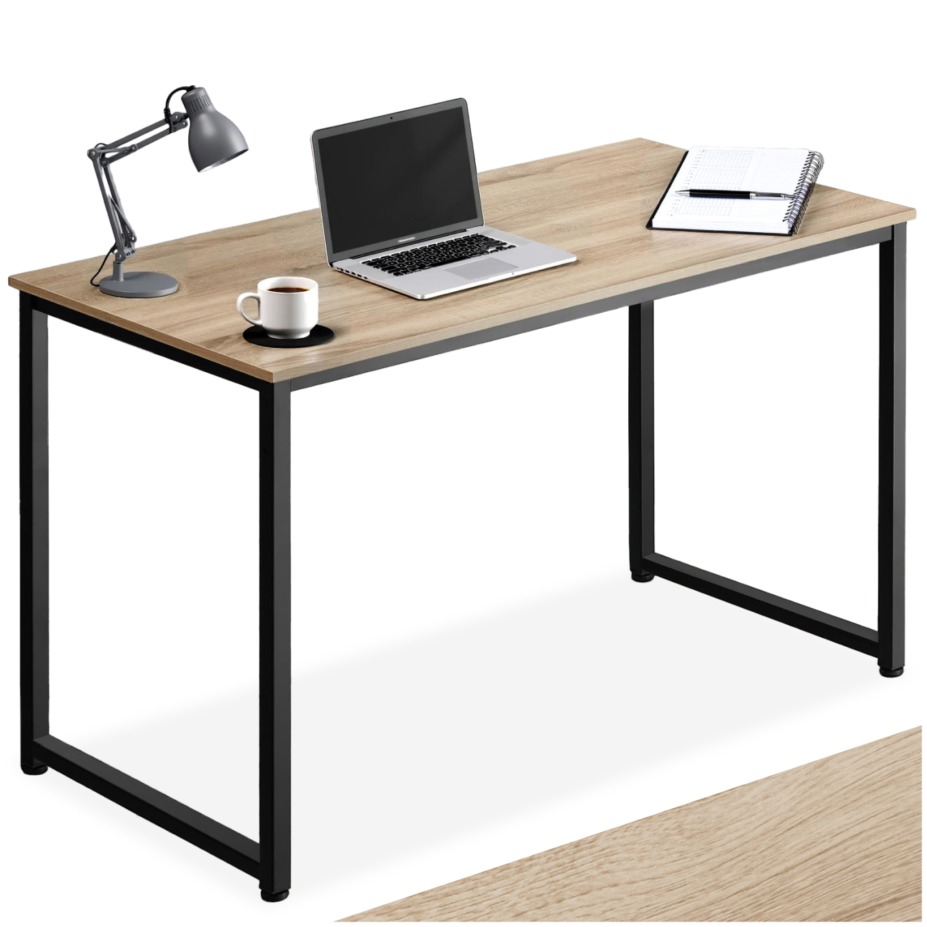 Table de bureau Flint - Bois clair industriel, Chêne Sonoma, 140 cm