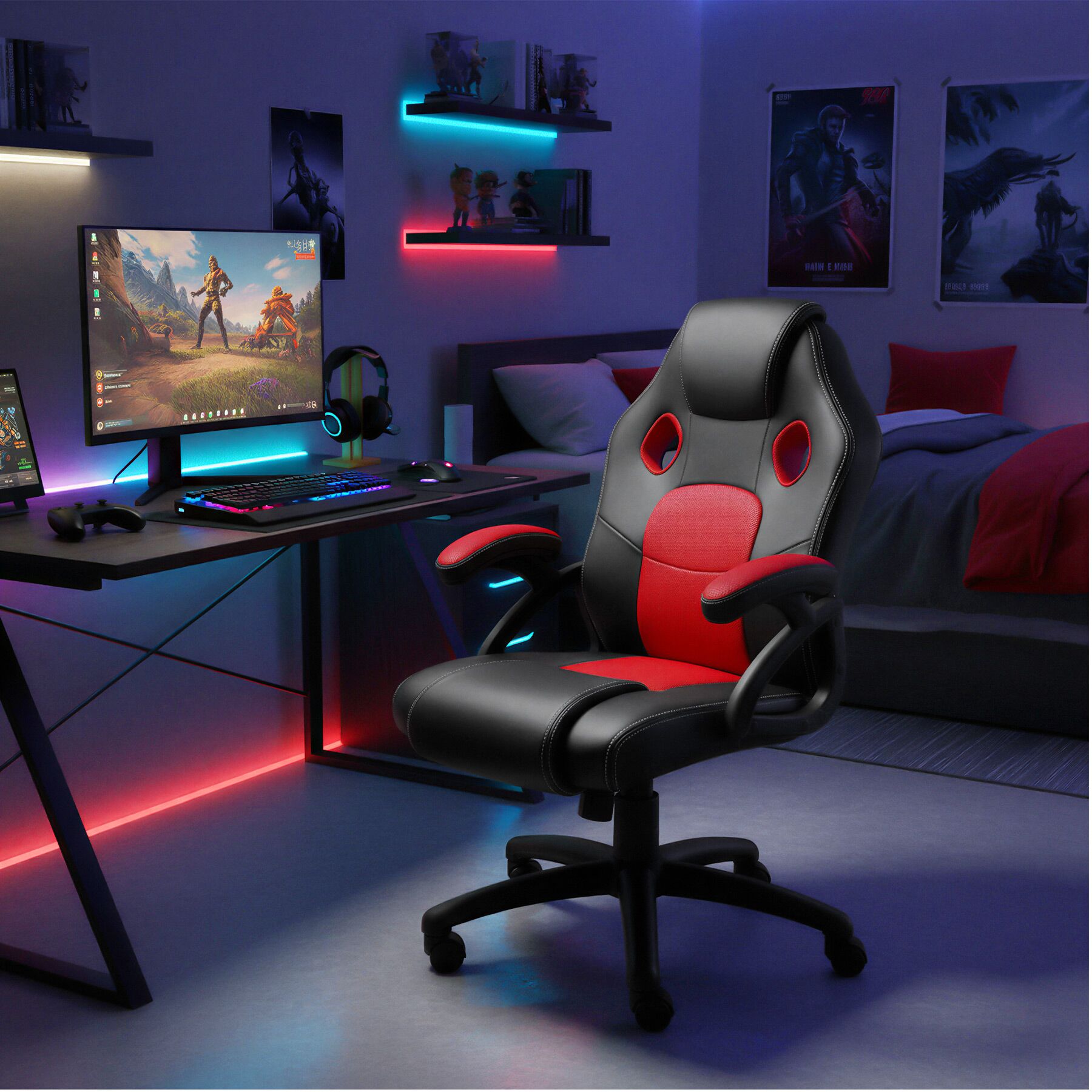 Bürostuhl Chefsessel ergonomisch Drehstuhl Schreibtisch Gamingstuhl mit Rollen