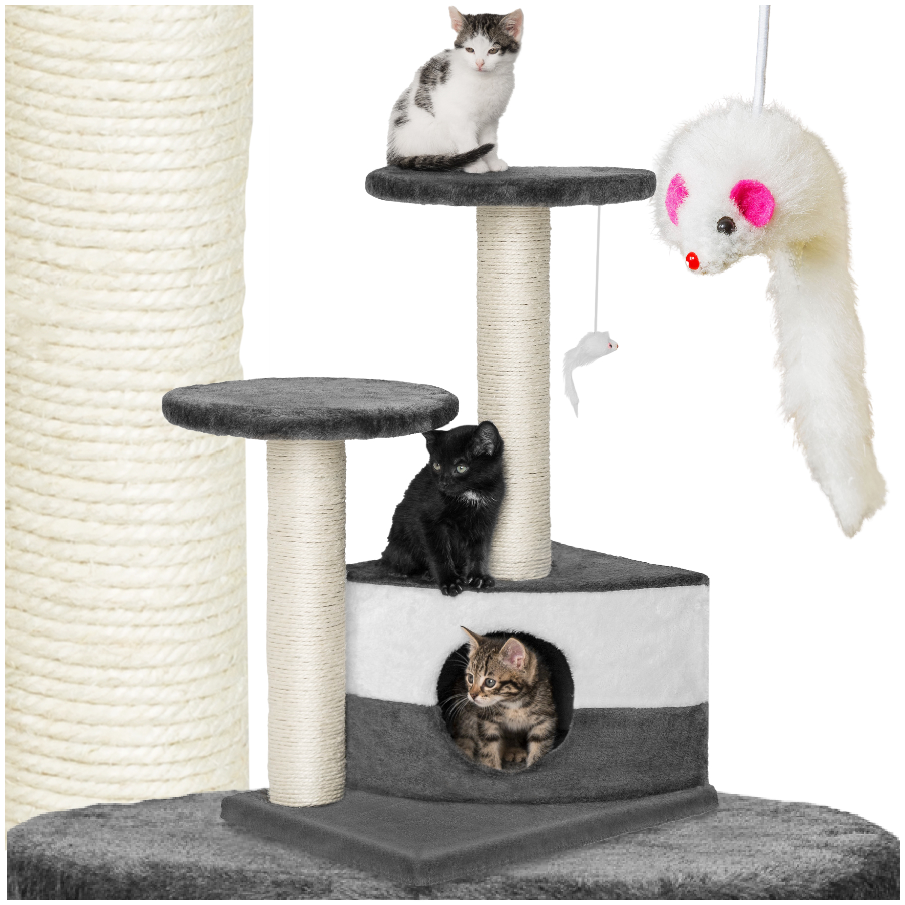 Arranhador para gatos Tommy - cinzento/branco