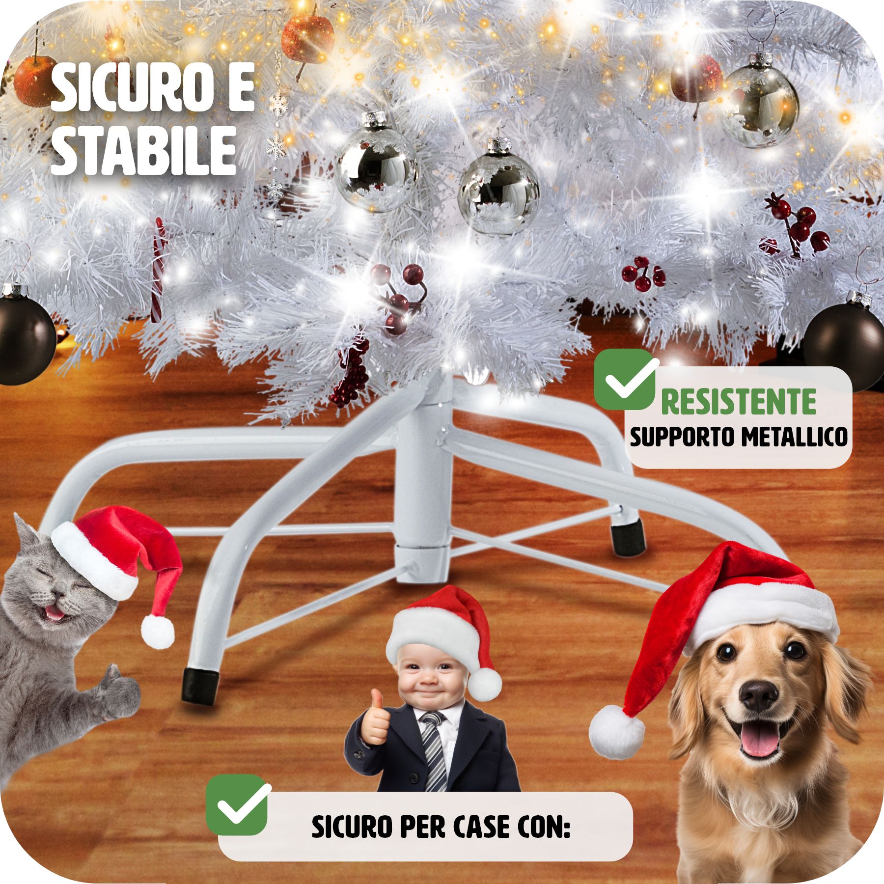 Albero di Natale Artificiale con Supporto Natalizia 310 Punte 150 cm Verde nuovo - Foto 4 di 25