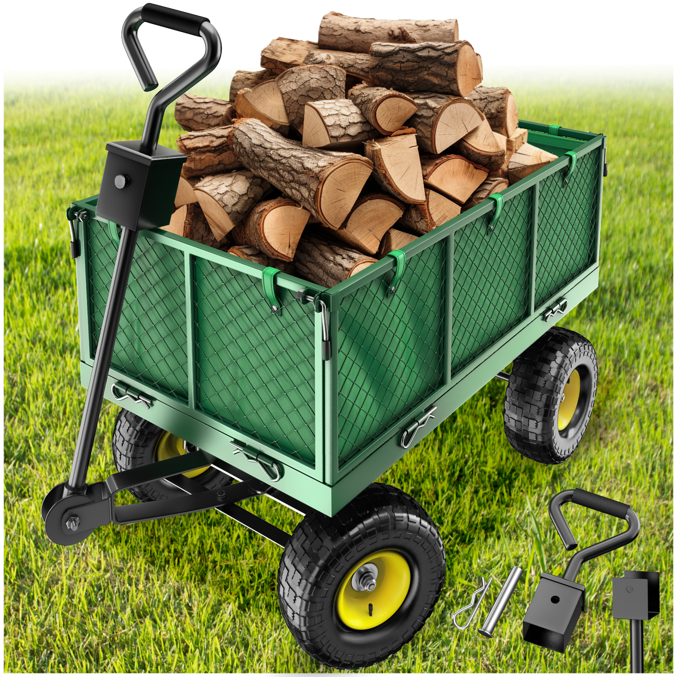 Bolderwagen Transportkar XXL max. 550kg - groen | tectake