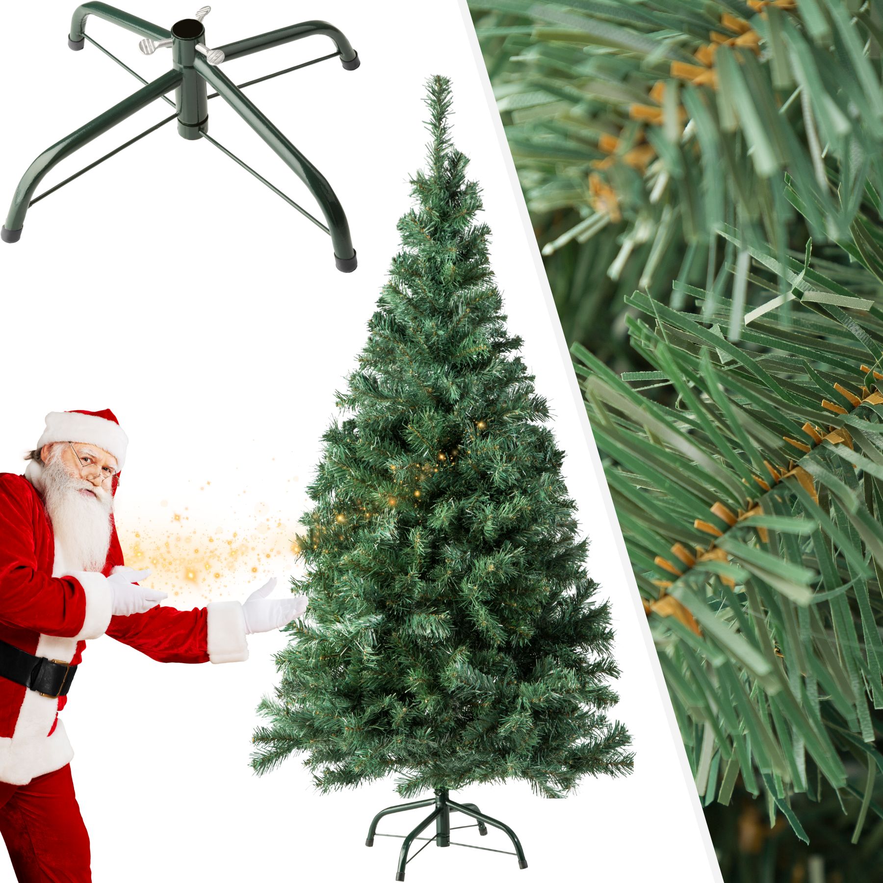 Árbol de Navidad artificial de color verde con soporte metálico - verde | tectake