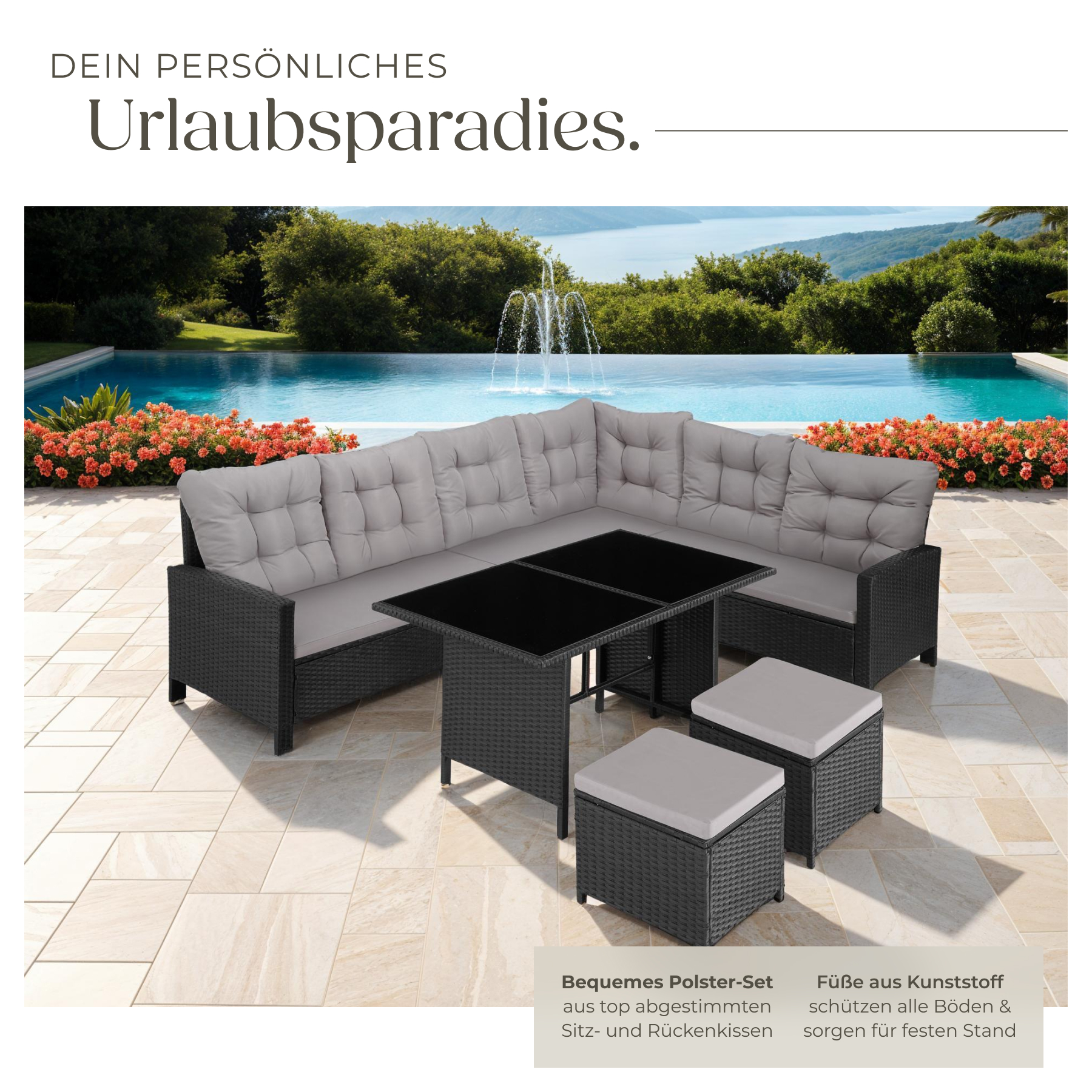 XXL Polyrattan Sitzgruppe Lounge Set Eck Sofa Gartenmöbel Garten Garnitur Möbel
