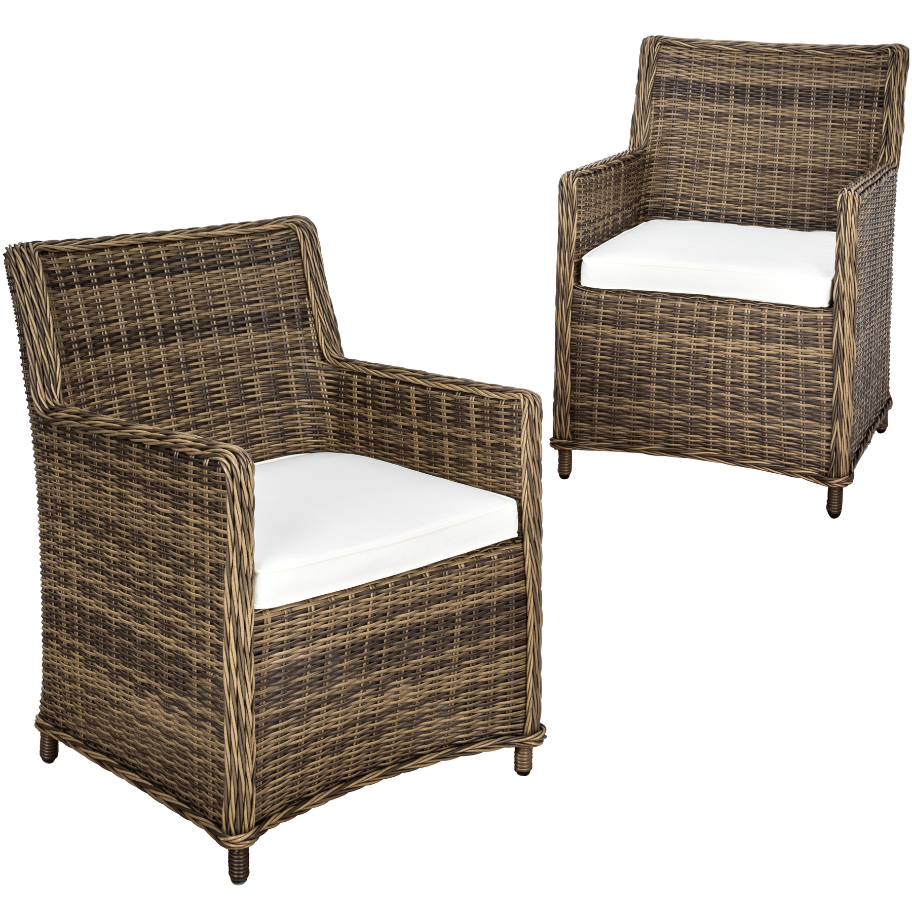 Conjunto de 2 poltronas de rattan Côte d'Azur - preto/castanho | tectake