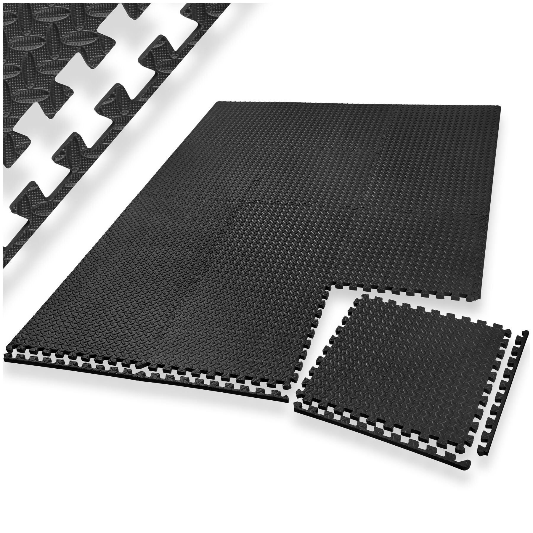 Ensemble de 12 Dalles Carrées EVA - Tapis de sol, Sport - noir | tectake