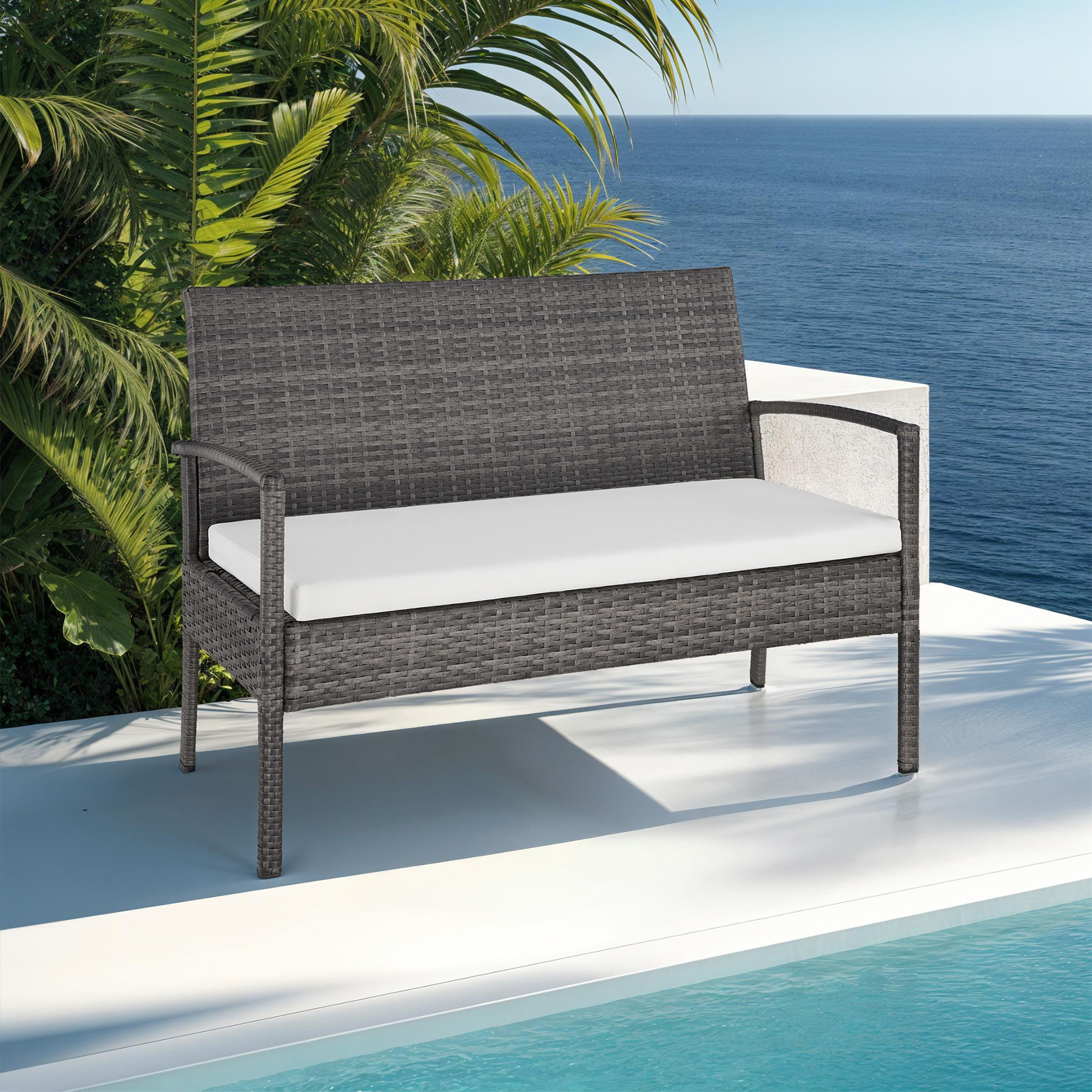 SET DI MOBILI RATTAN SINTETICO POLYRATTAN 2 POLTRONE DIVANO E TAVOLO GIARDINO nu - Foto 44 di 67
