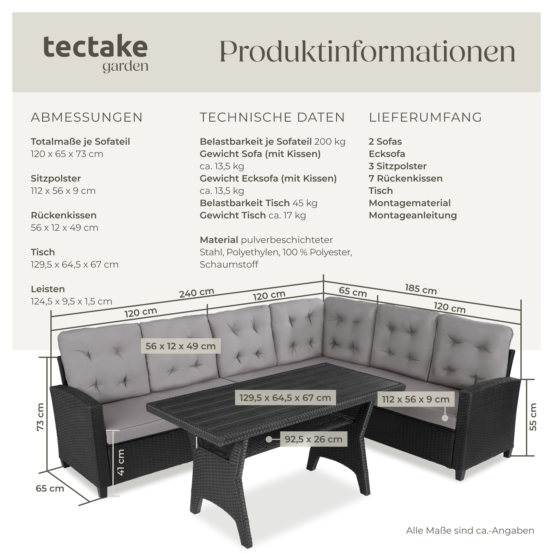 Poly Rattan Lounge Sitzgruppe Essgruppe Garten Möbel Garnitur Eck Sofa Tisch Set