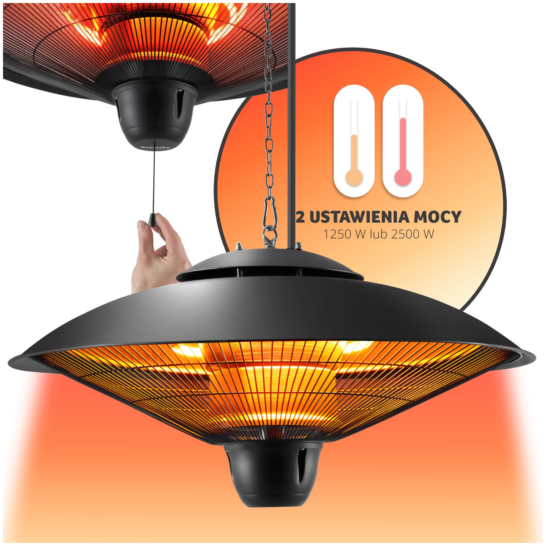 Promiennik podczerwieni Solaris Orbit 2500W, aluminiowa obudowa - czarny