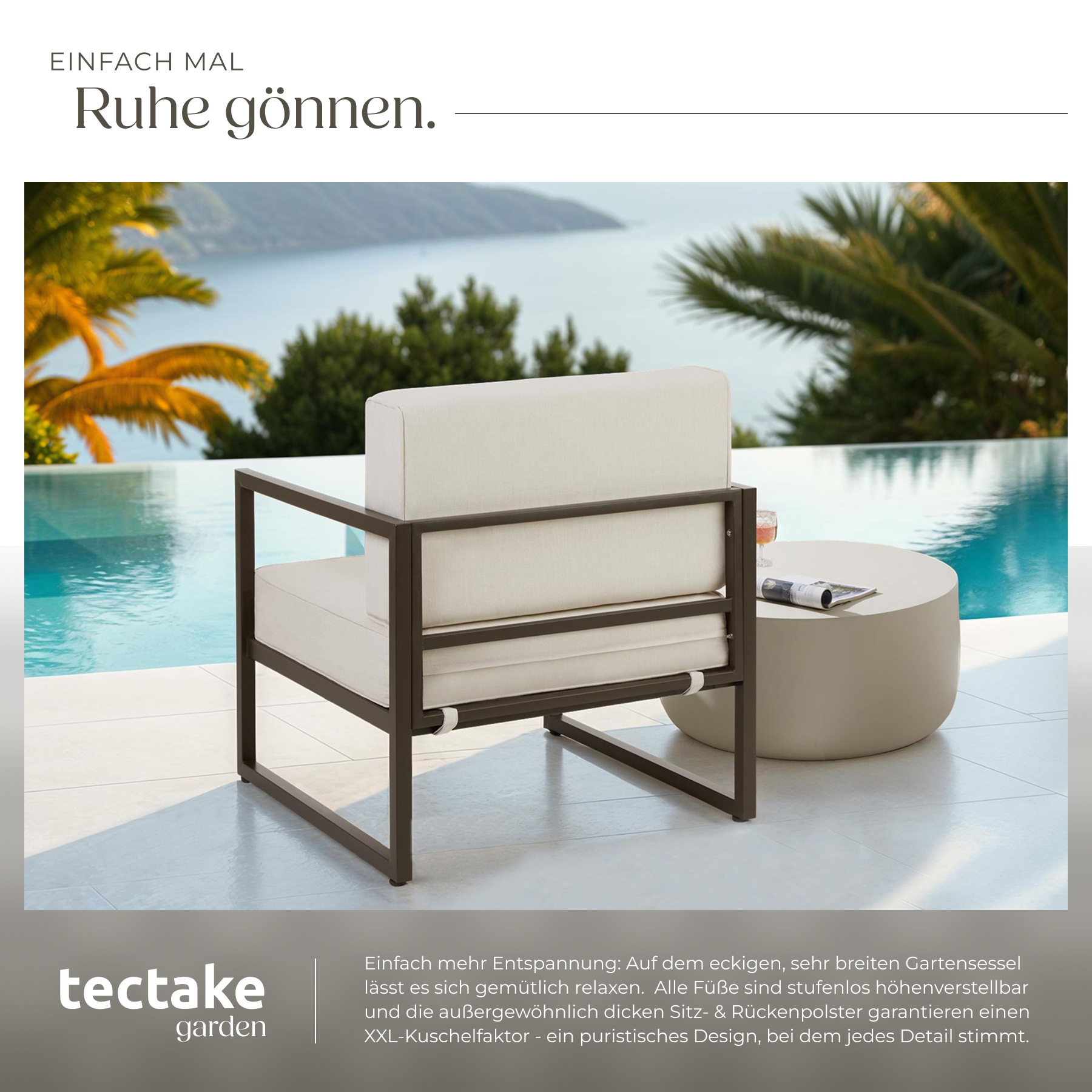 Garten-Loungesessel Gartensofa Gartenmöbel XXL-Polsterung wasserabweisend 120kg