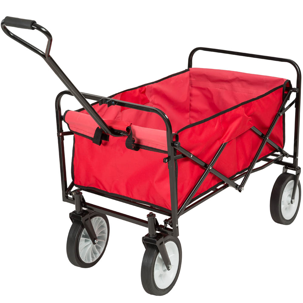 Carrito plegable con bandeja extraíble y bolsa de transporte 93 cm x 53 cm x 122 cm, rojo - rojo | tectake
