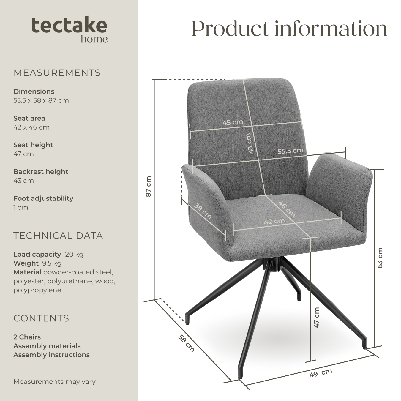 Swivel Chairs Fabric Furniture Home Office Dining Living Room Durable Seater - Picture 18 of 24