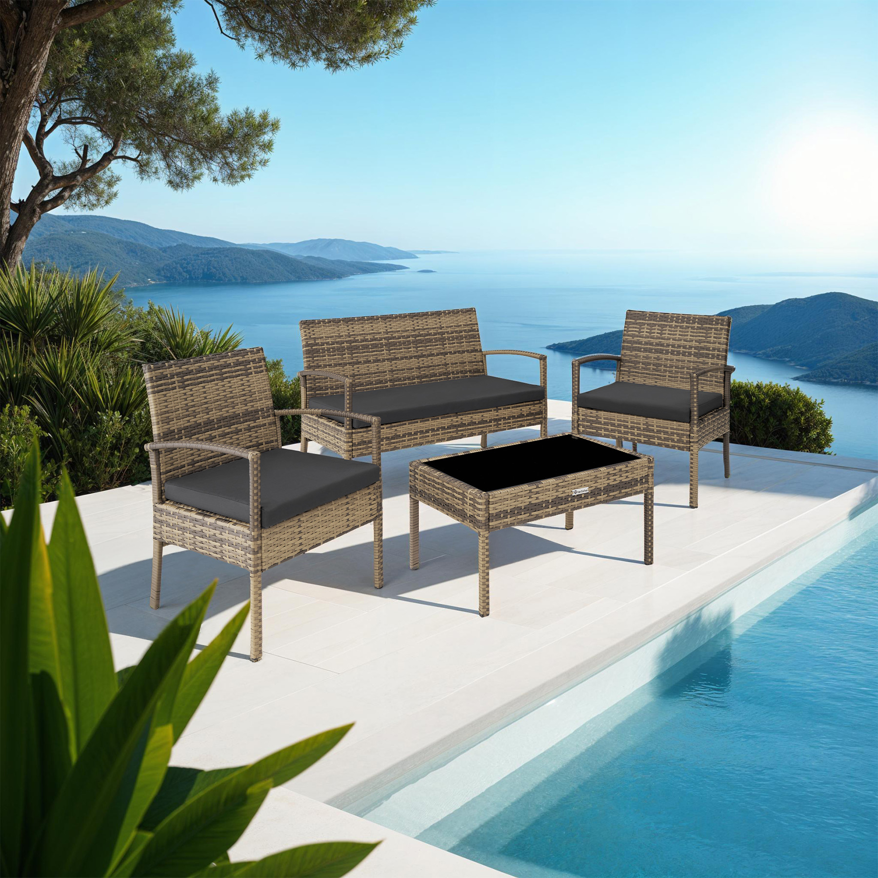 SET DI MOBILI RATTAN SINTETICO POLYRATTAN 2 POLTRONE DIVANO E TAVOLO GIARDINO nu - Foto 65 di 67