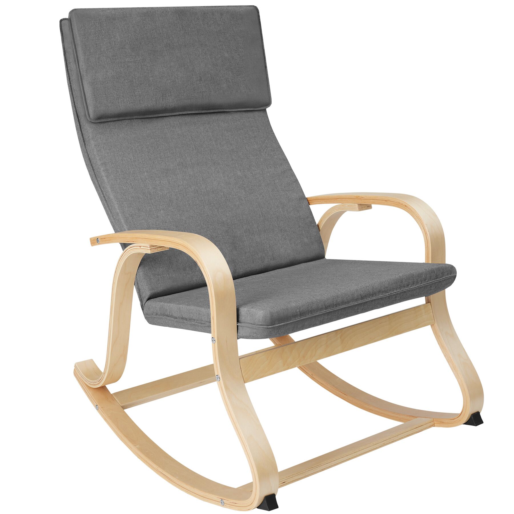 Cadeira de balanço Roca de madeira de abeto 150kg - cinzento claro | tectake