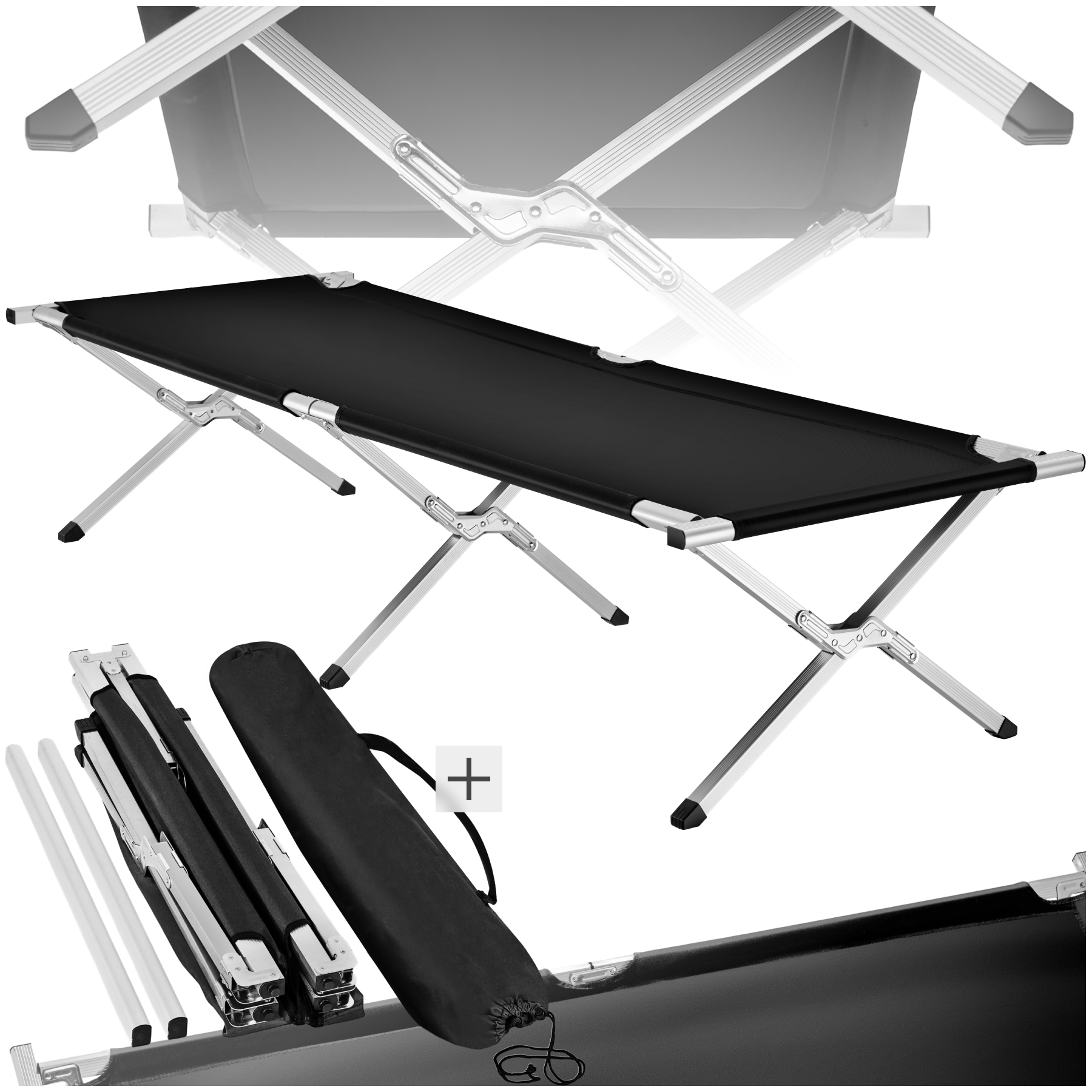 Feldbett aus Aluminium - schwarz von tectake