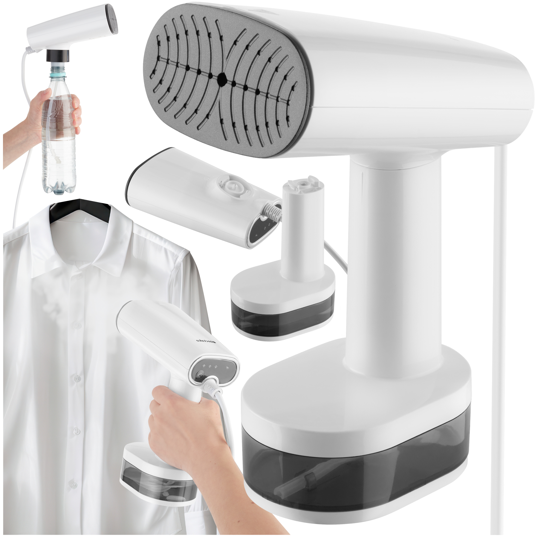 Défroisseur vapeur avec 4 modes et adaptateur pour bouteille, 370 ml, 1640 W - blanc de tectake