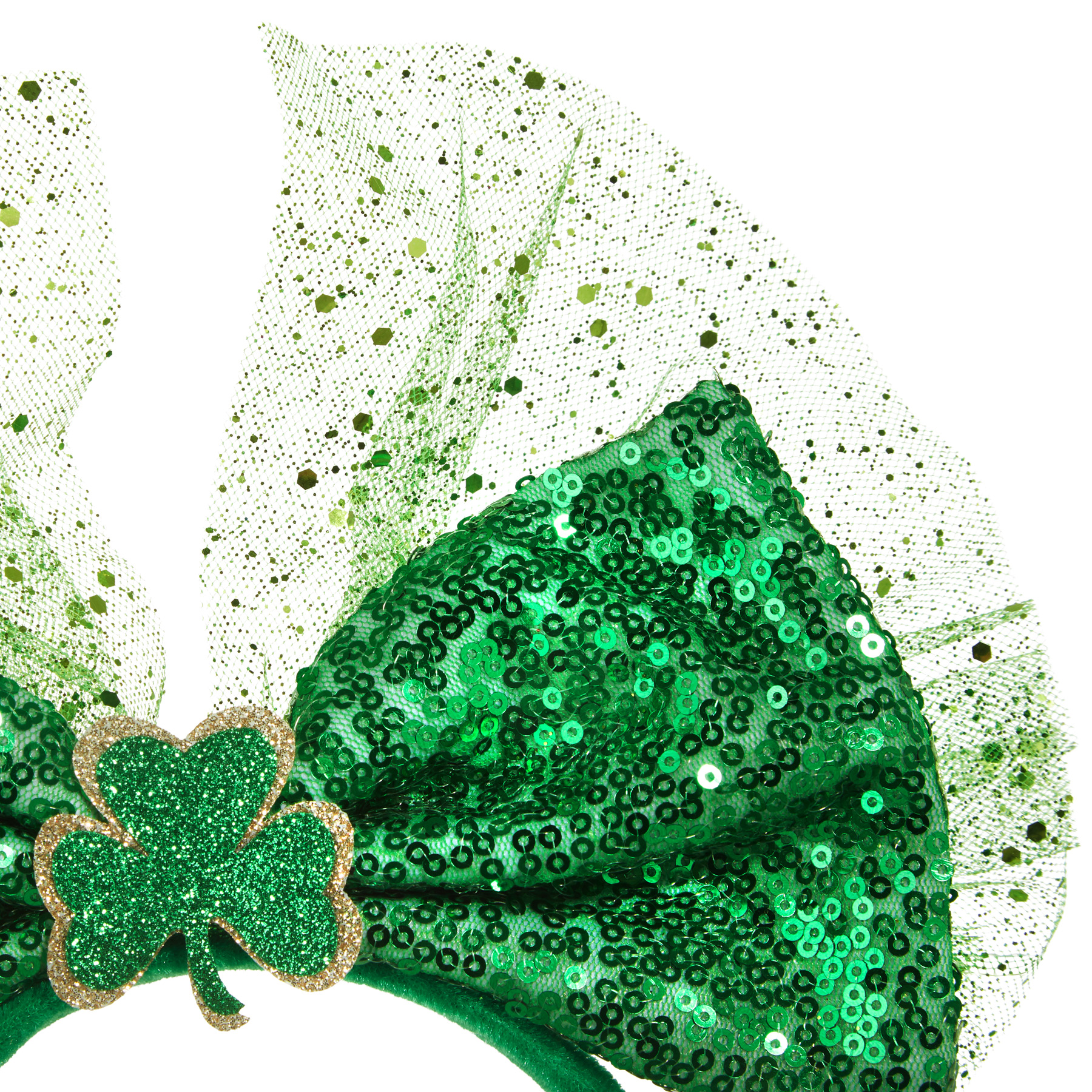 St. Patrick's Day Haarreif Mit Schleife – Glitzernd, Grün | Mit Kleeblatt-Motiven, Pailletten | Für Erwachsene & Kinder