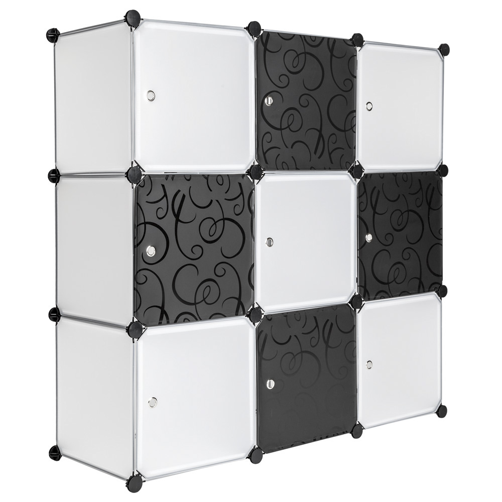Armoire de rangerment 9 Cubes enfichables avec porte 112x37x112cm - blanc
