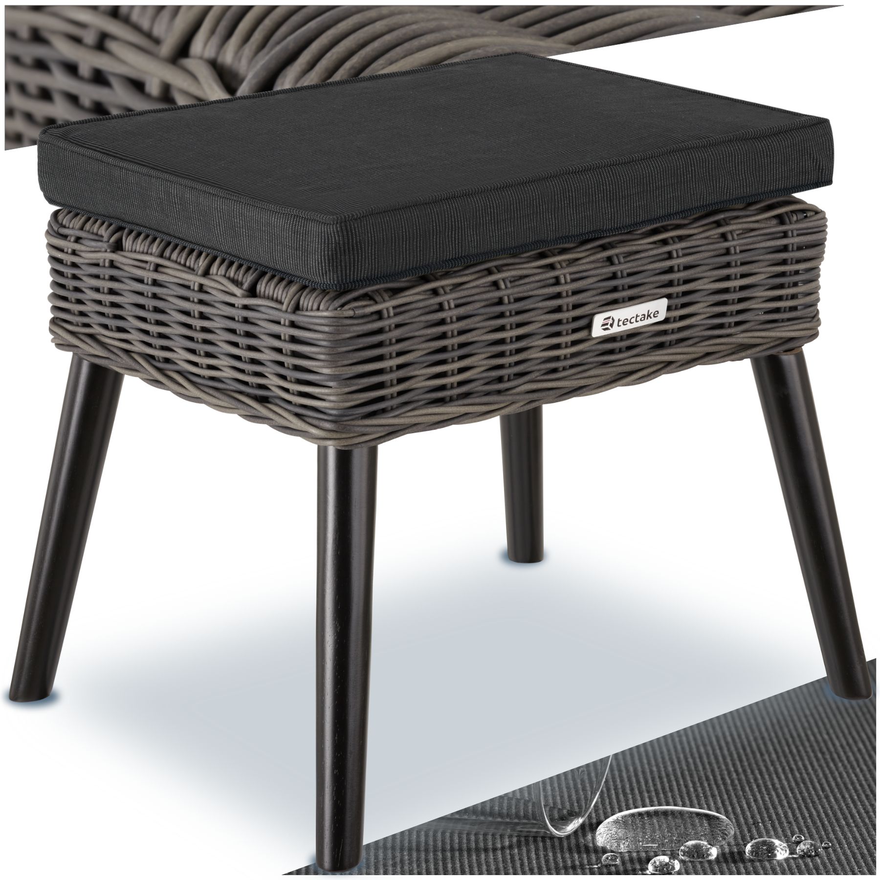 Wicker voetenbank Vibo 150kg - grijs