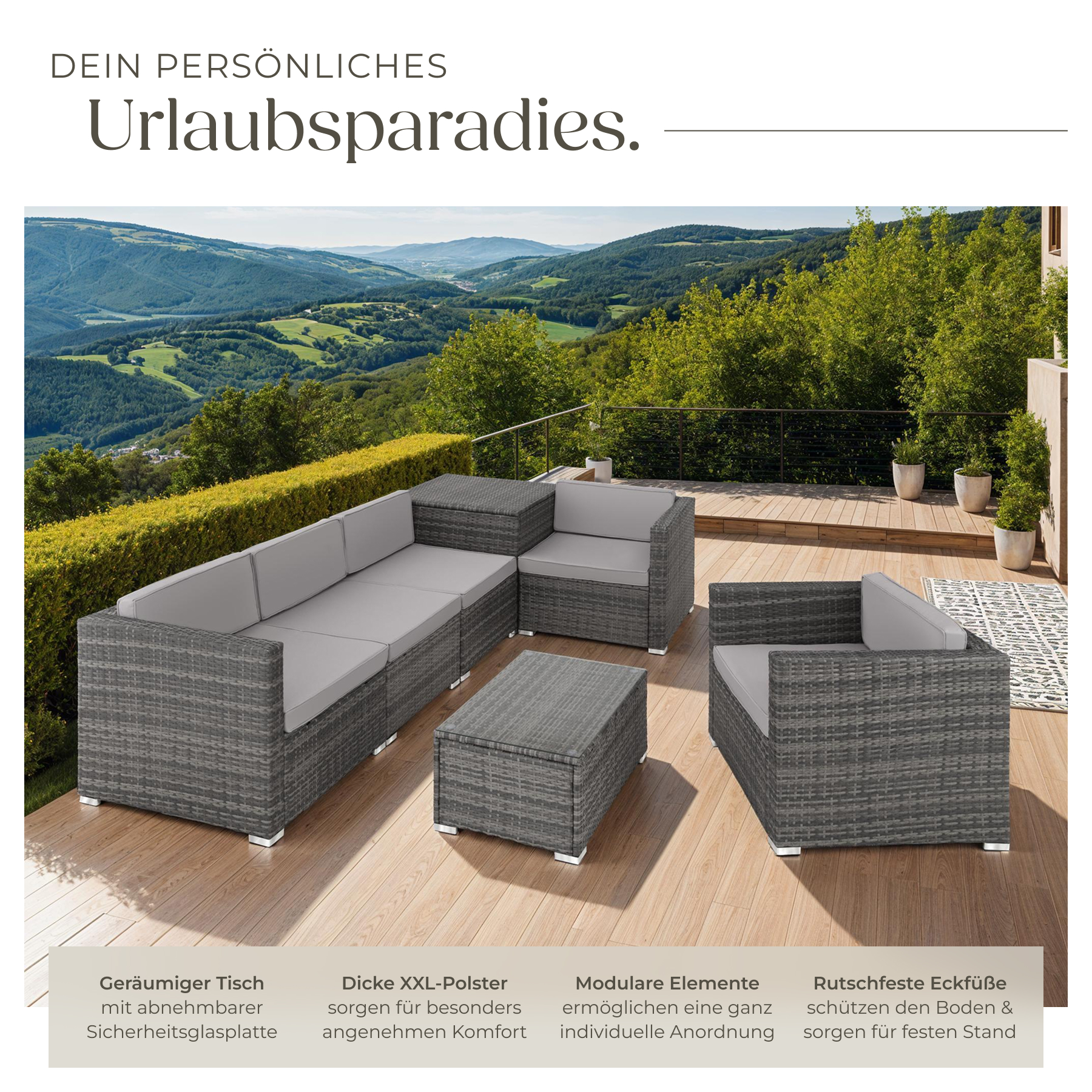 XXL Polyrattan Gartenmöbel Sitzgruppe Rattan Gartenset Lounge Sofa Tisch Box Set