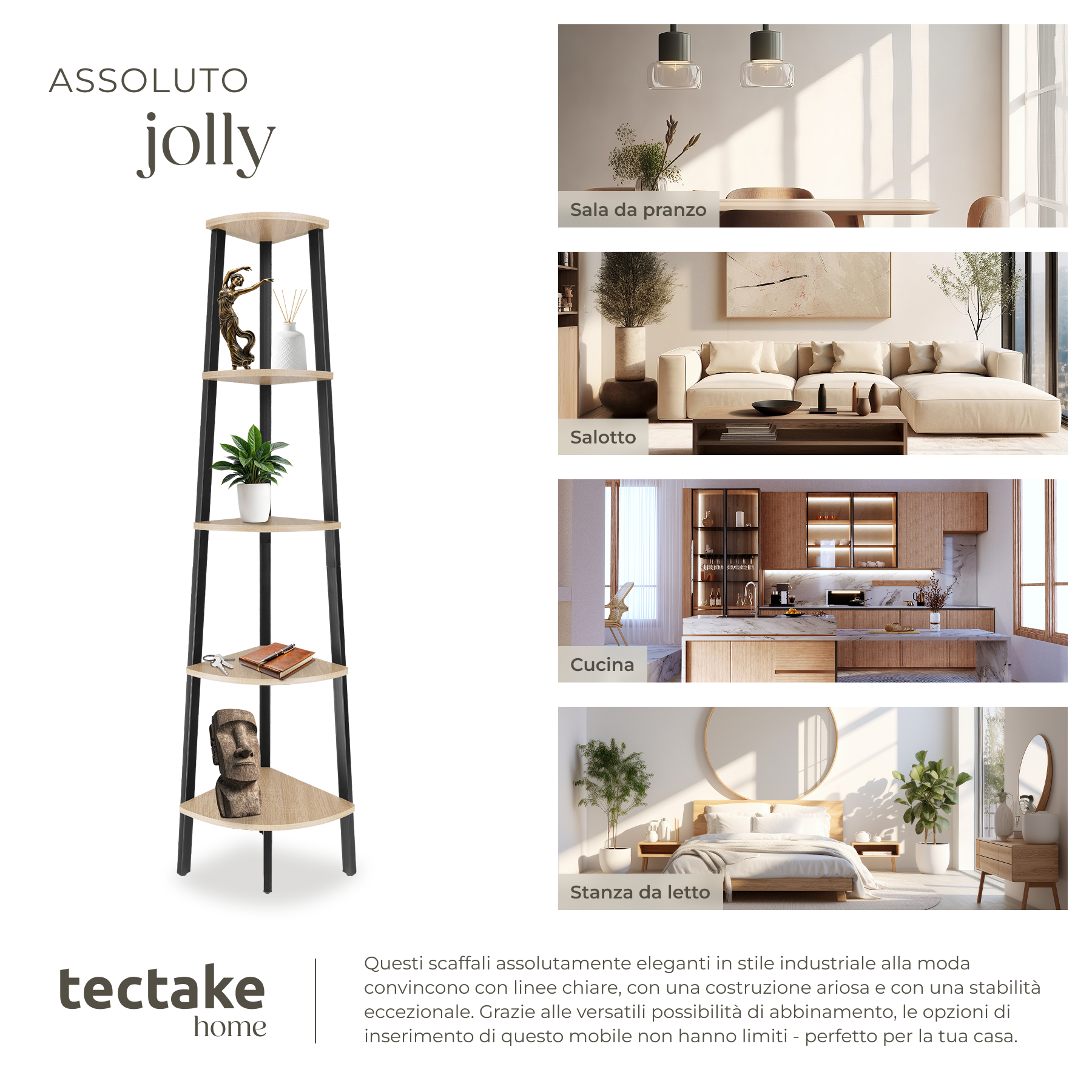 Scaffali angolo Portland stile industriale 5 ripiani libreria alta legno metallo - Foto 20 di 25