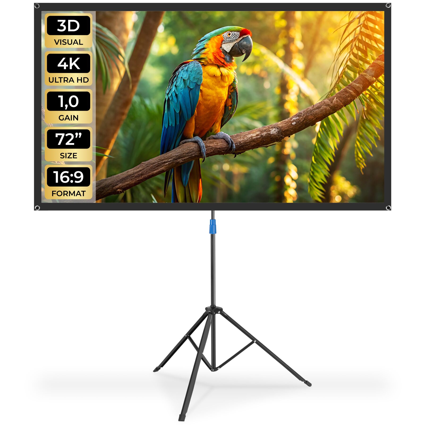 Beamer-Leinwand Cinema mit klappbarem Stativ, 16:9, 4K, HD - weiß | tectake