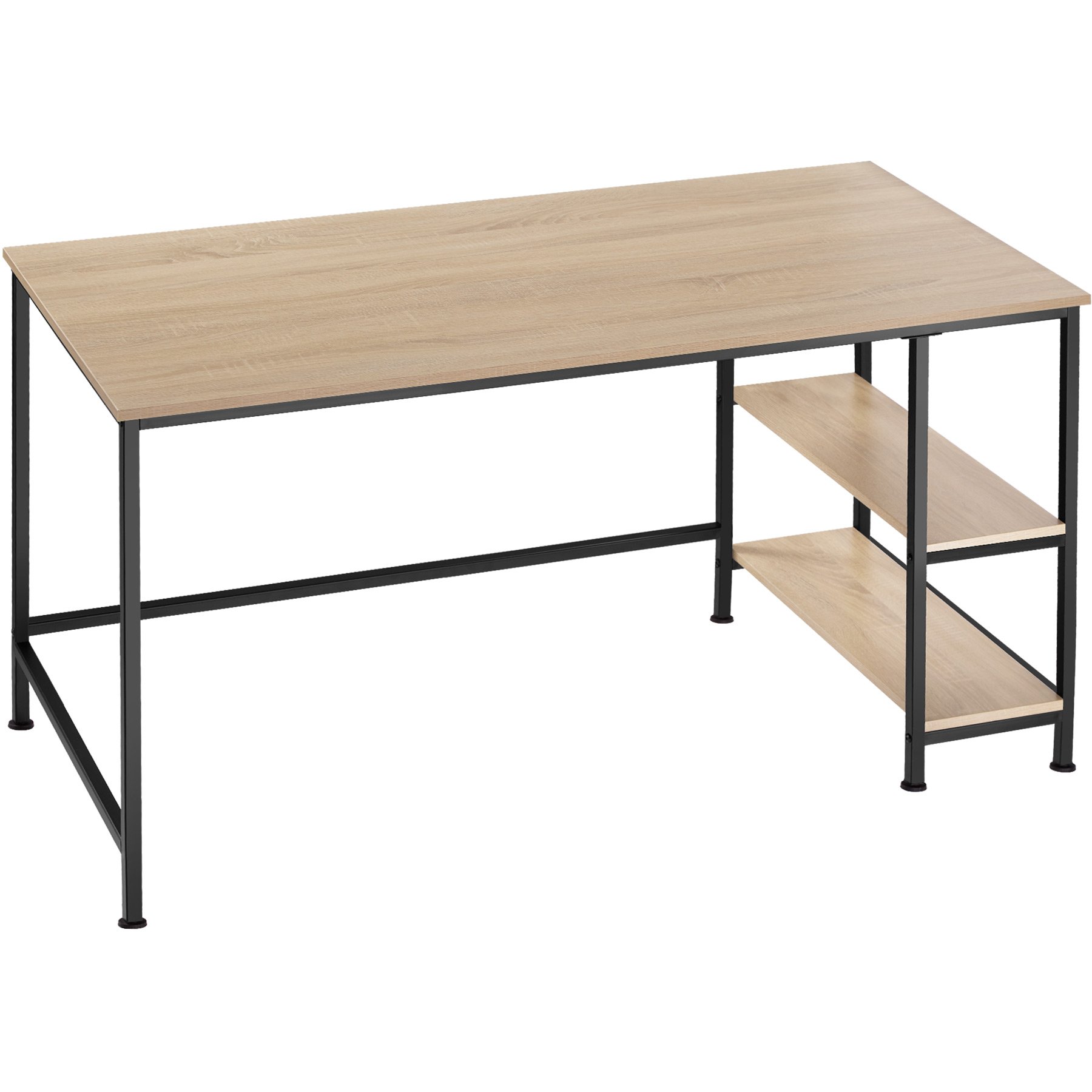 Desk Canton - shelf with 2 storage compartments - industrial wood light, oak Sonoma