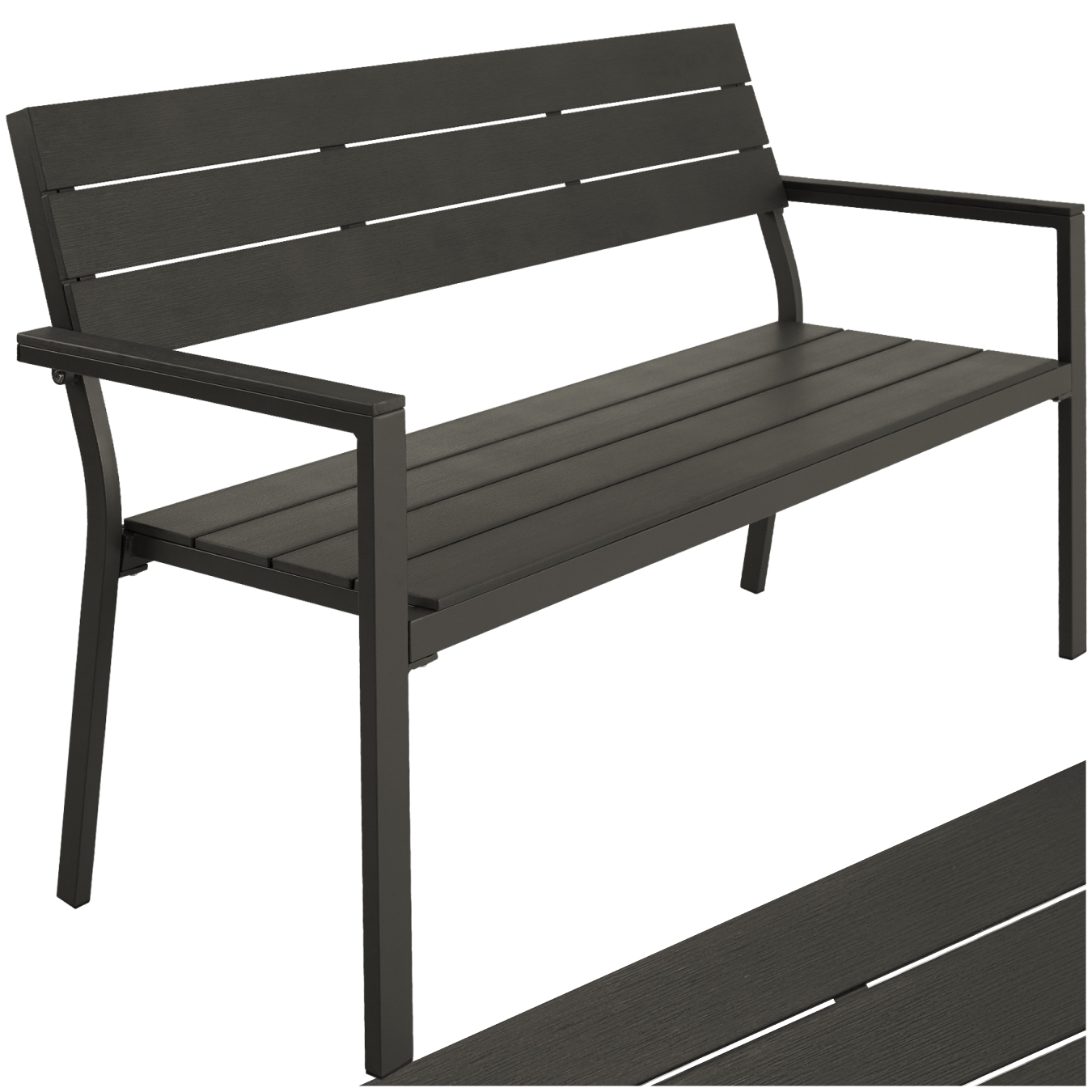 tectake - Banc de jardin Line 2 places en aluminium 128 x 59 x 88cm - gris foncé