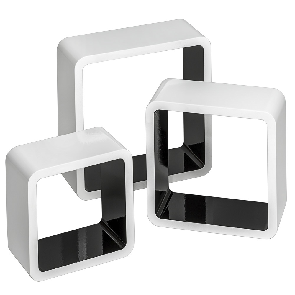 3 estanterías para pared Renate - negro/blanco | tectake