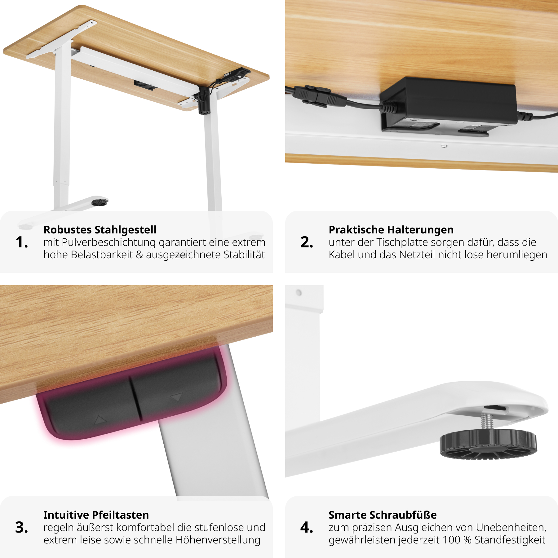 Höhenverstellbarer Schreibtisch Elektrisch Computertisch Arbeitsplatz PC-Tisch - Bild 18 von 37