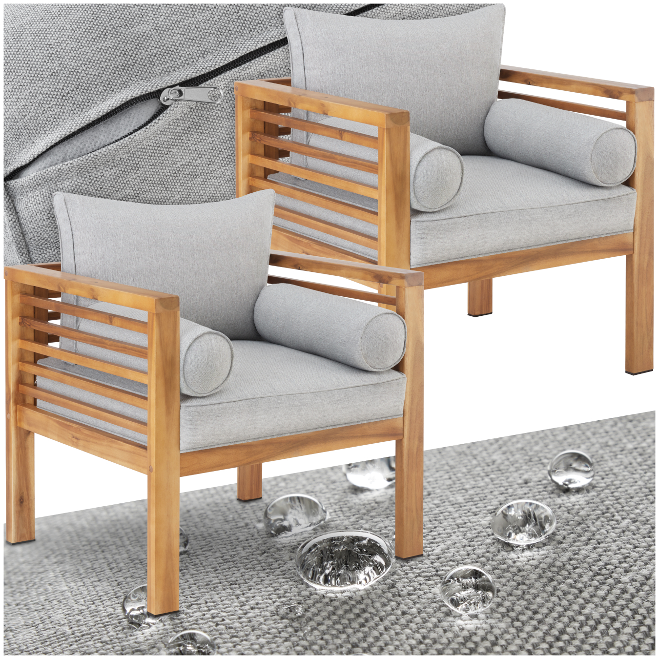 Havestol Boka, lakeret træ, 120 kg bæreevne - Sæt med 2 stk.