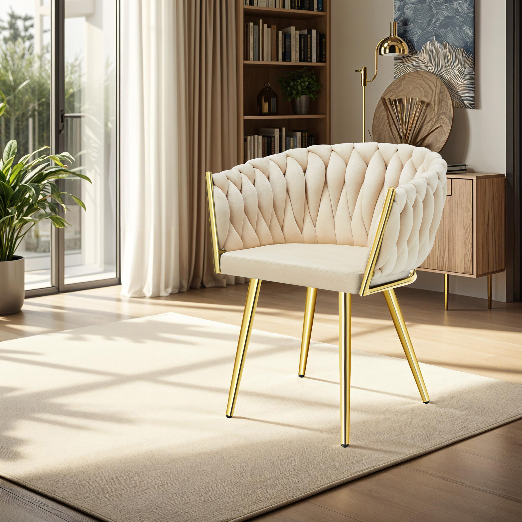 Dining Chairs Set Breakfast Room Chair Kitchen Padded Reading Seats Velvet - Picture 47 of 49