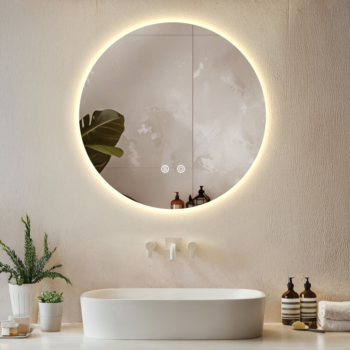 LED-Badezimmerspiegel Aurora, dimmbar, mit 3 Lichtfarben - 60 cm