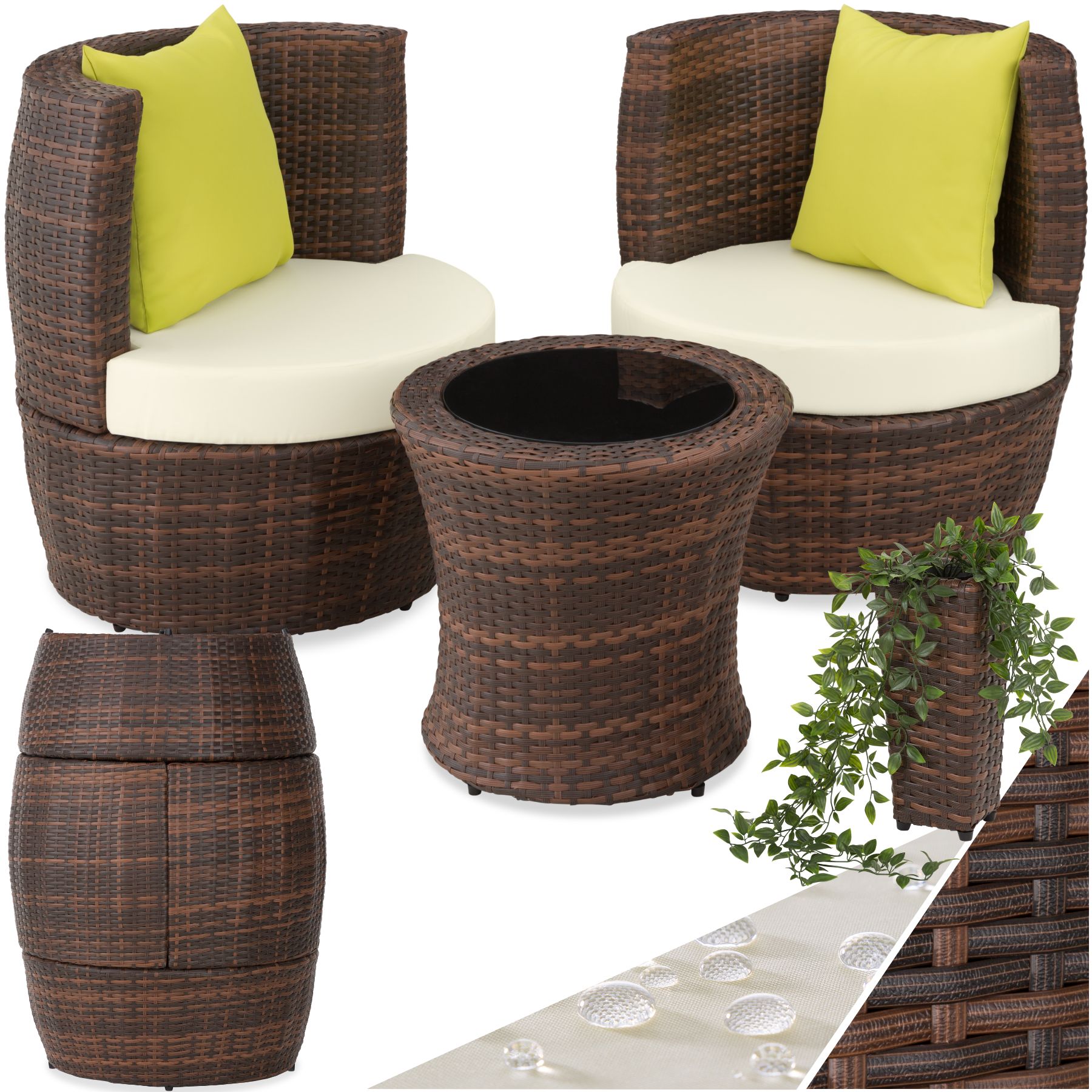 Conjunto de rattan e alumínio NIZA - preto/castanho