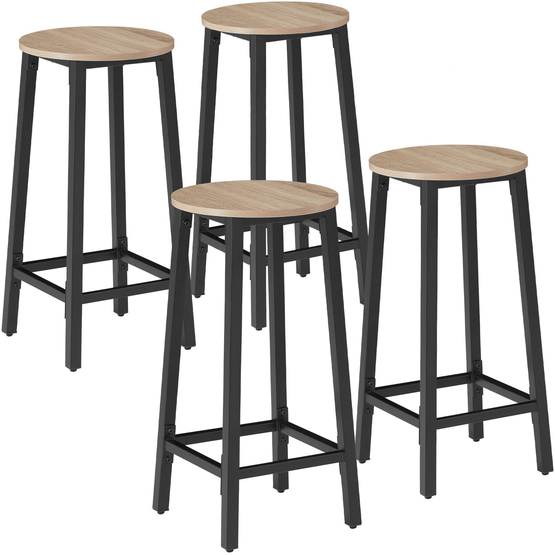 Bar stools Corby - industrial wood light, oak Sonoma | tectake