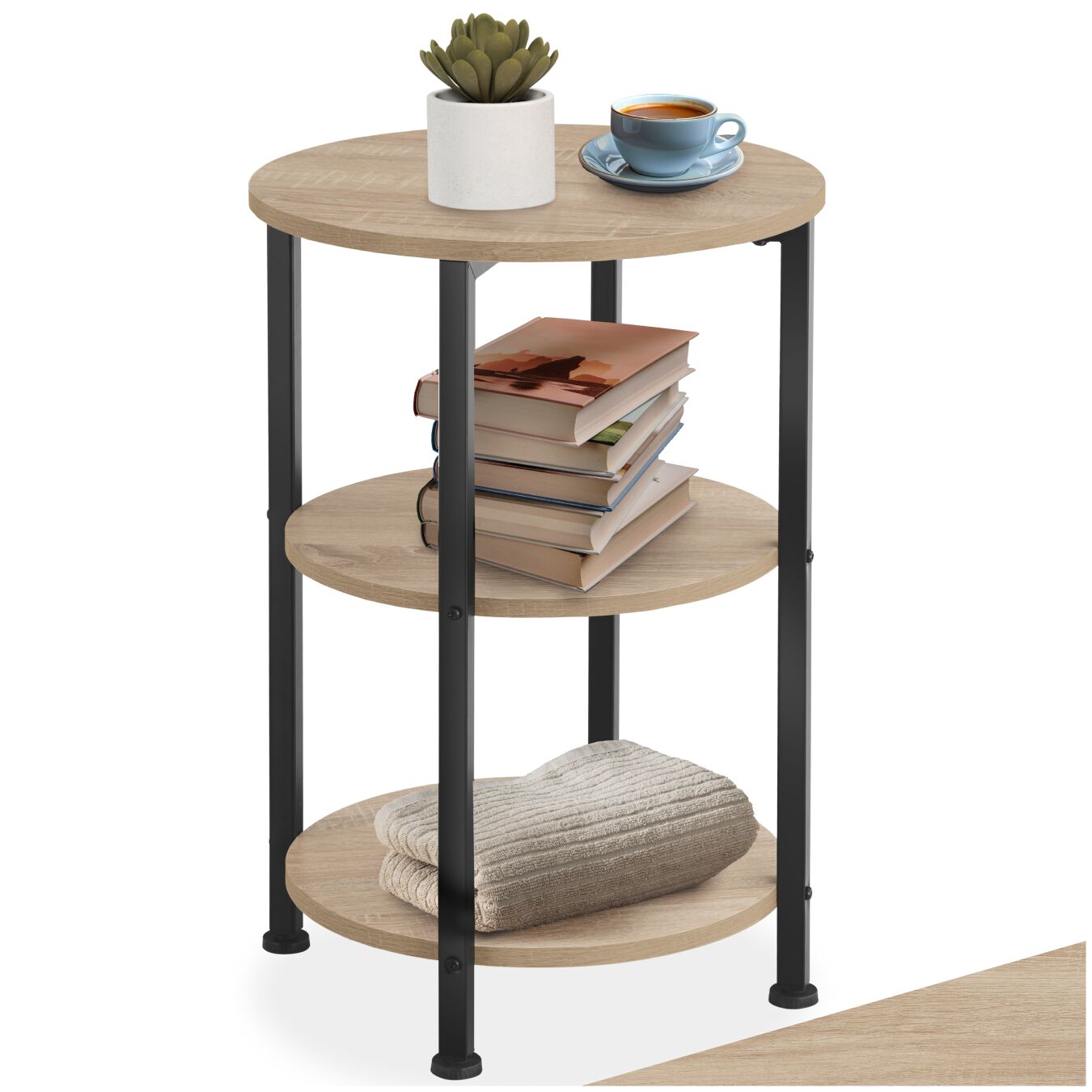 Bijzettafel Colchester 40x61cm - Industrieel licht hout, eiken Sonoma